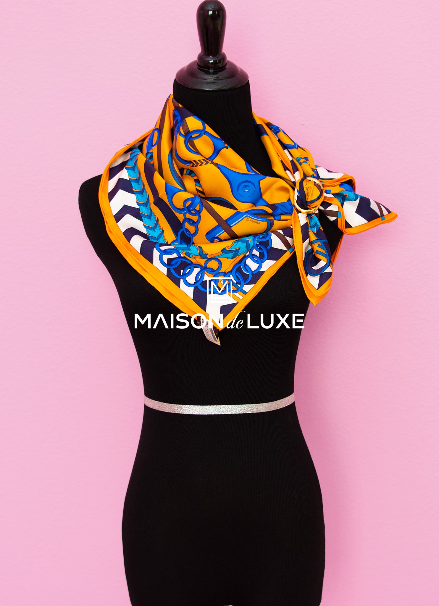 Hermes Panoplie Equestre Orange Twill Silk Scarf 90cm - Luxury Equestrian Design for Women, Gift for Her, Perfect for Fashion Accessories & Special Occasions