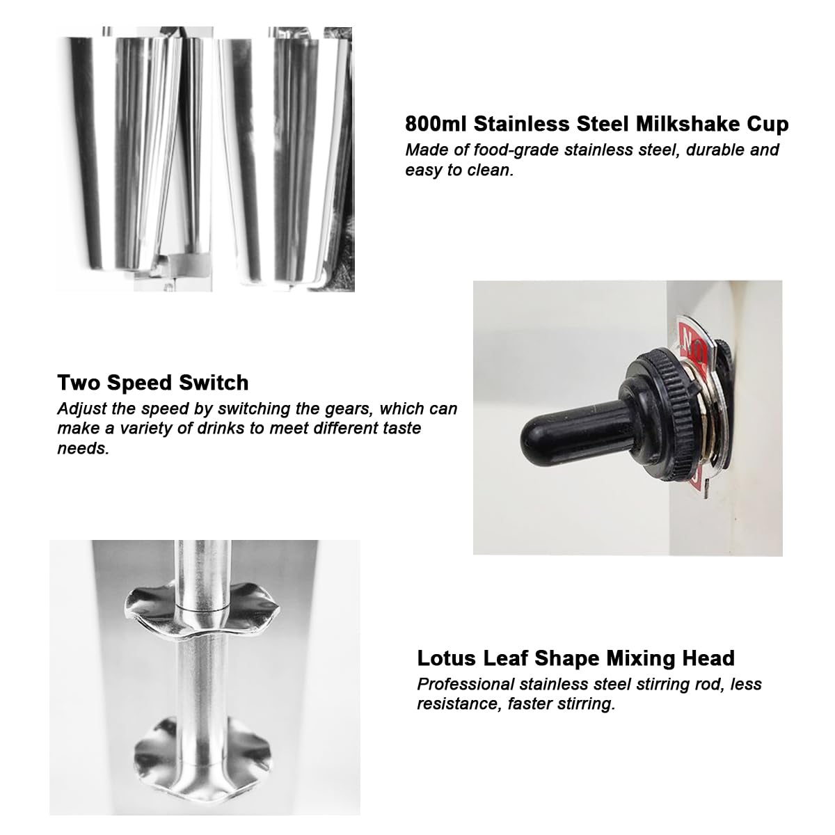 **Commercial Dual Head Milkshake Machine - Stainless Steel 2-Speed Smoothie Blender with Mixing Cup for Cocktails, Shakes & Smoothies - Perfect for Restaurants, Cafes & Bars**