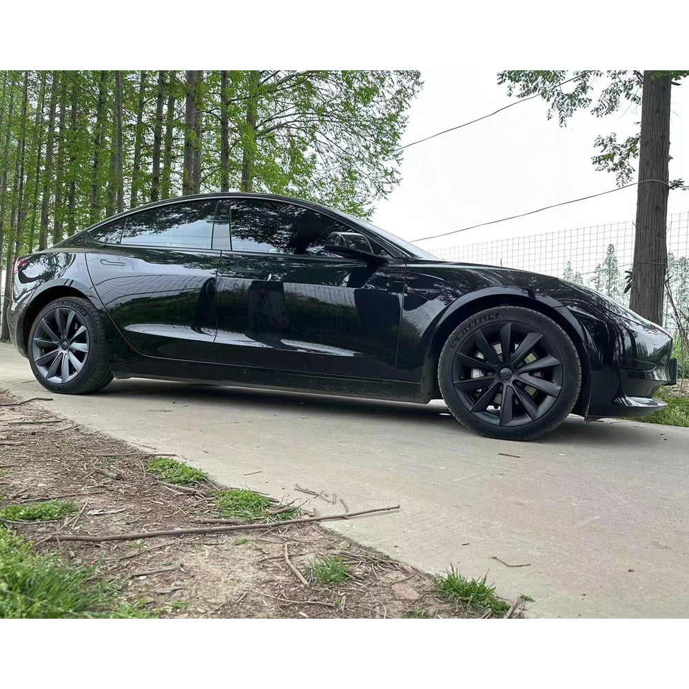 EVBASE Tesla Model 3 18 Inch Aero Wheel Covers - Matte Black Hubcaps Replacement (4PCS) for 2017-2023 Models | Enhance Style & Protect Wheels for Daily Driving & Road Trips