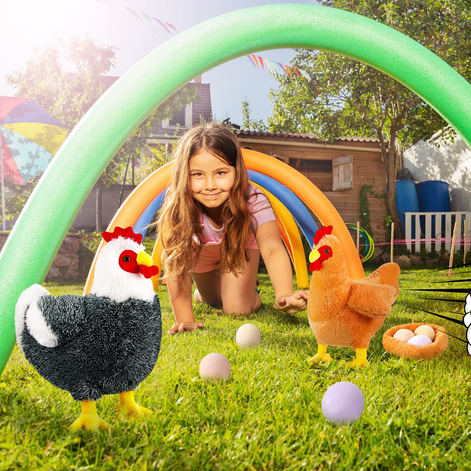 Civaner 6 Pack 12 Inch Buffy The Hen Chicken Stuffed Animal - Cute Plush Chicken with Eggs, Large Easter Plush Toy for Kids & Women, Perfect for Birthday Gifts, Easter Party Favors, Nursery Decor and Cuddling Companions