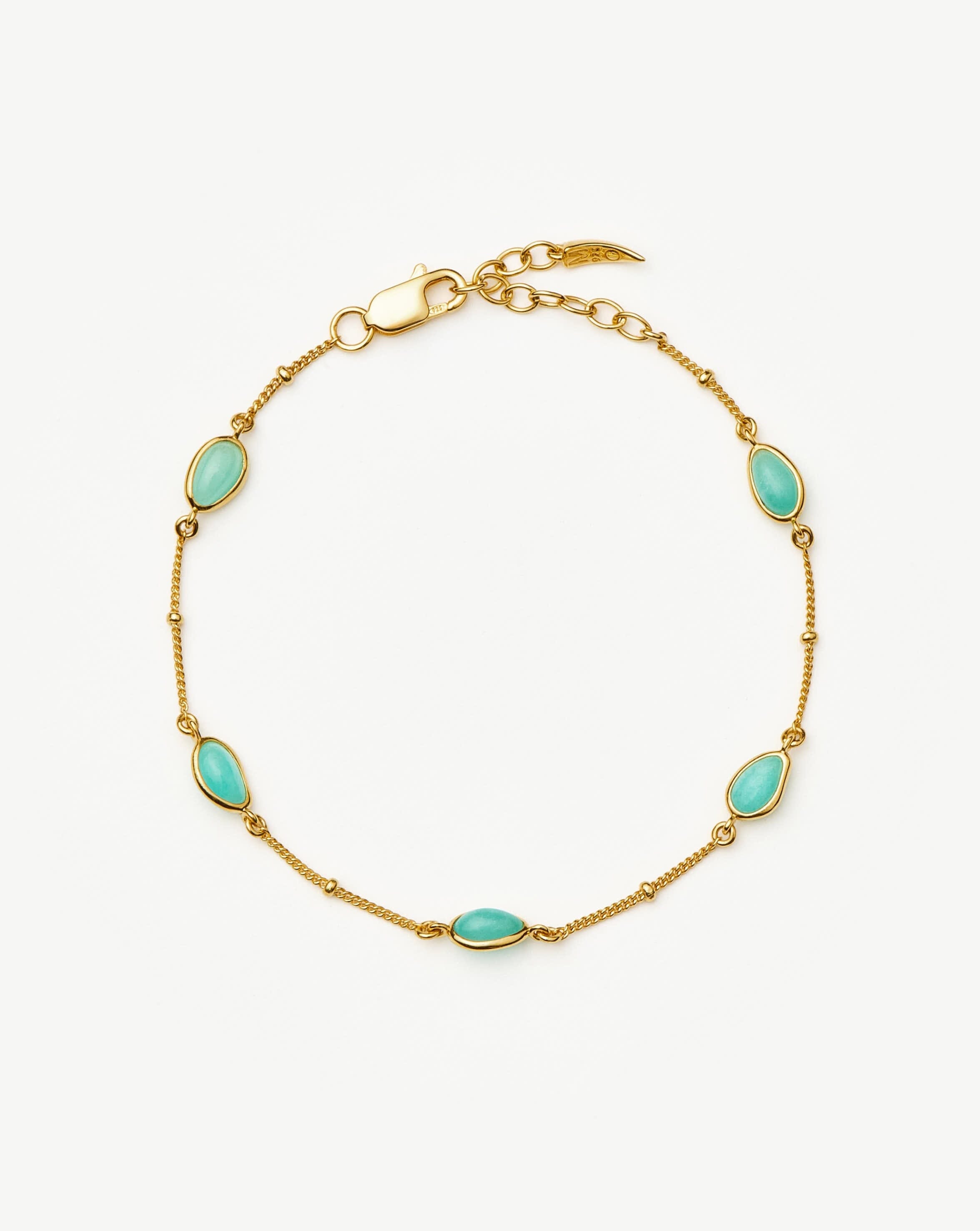 Magma Gemstone Charm Bracelet - 18K Gold Vermeil & Amazonite Beaded Bracelet for Women - Perfect for Gifts, Everyday Wear & Boho Fashion