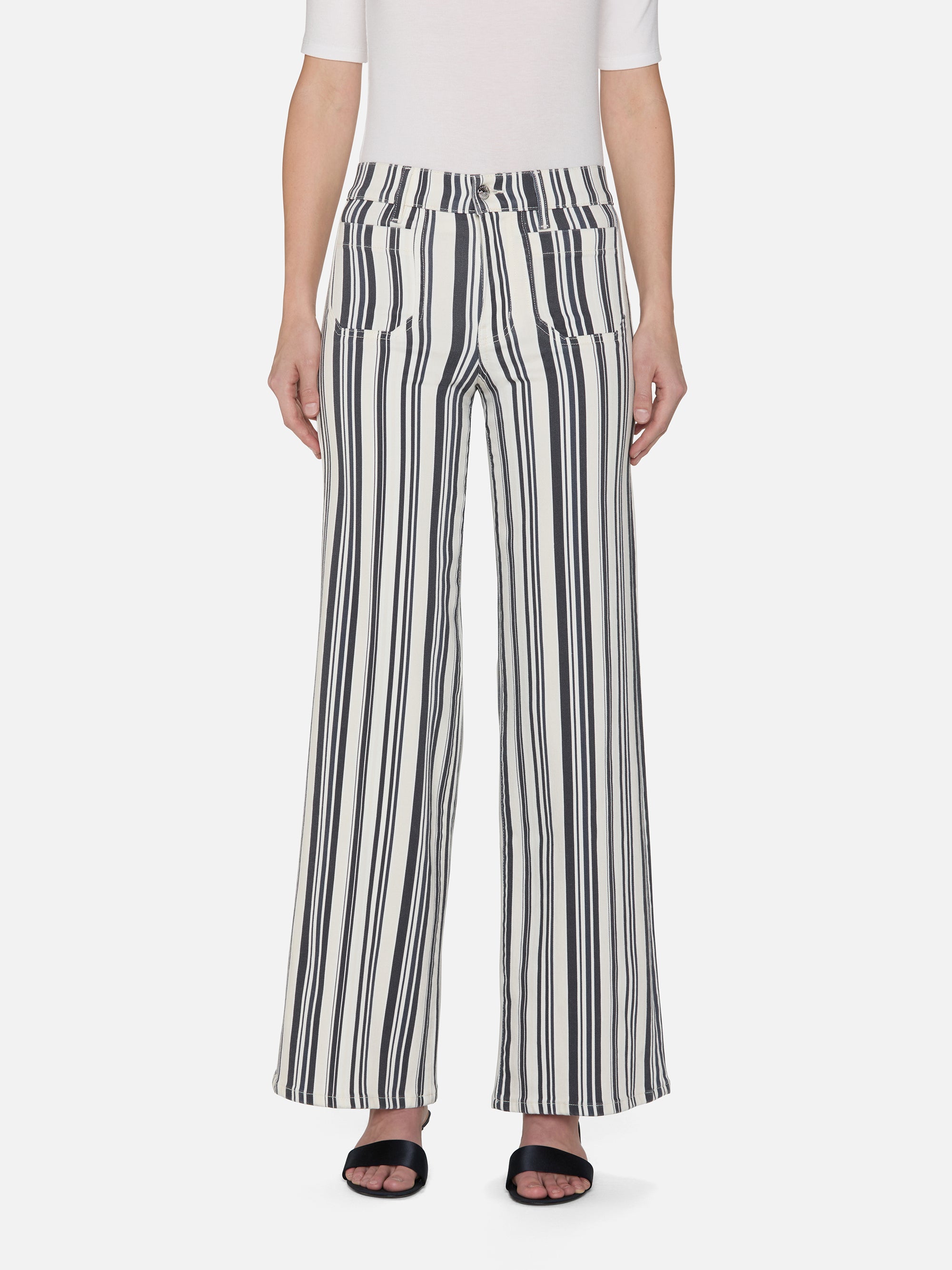 Le Slim Palazzo Modernist Pocket Pants - Navy Stripe | Comfortable & Stylish Women's Trousers for Office, Casual Wear & Travel
