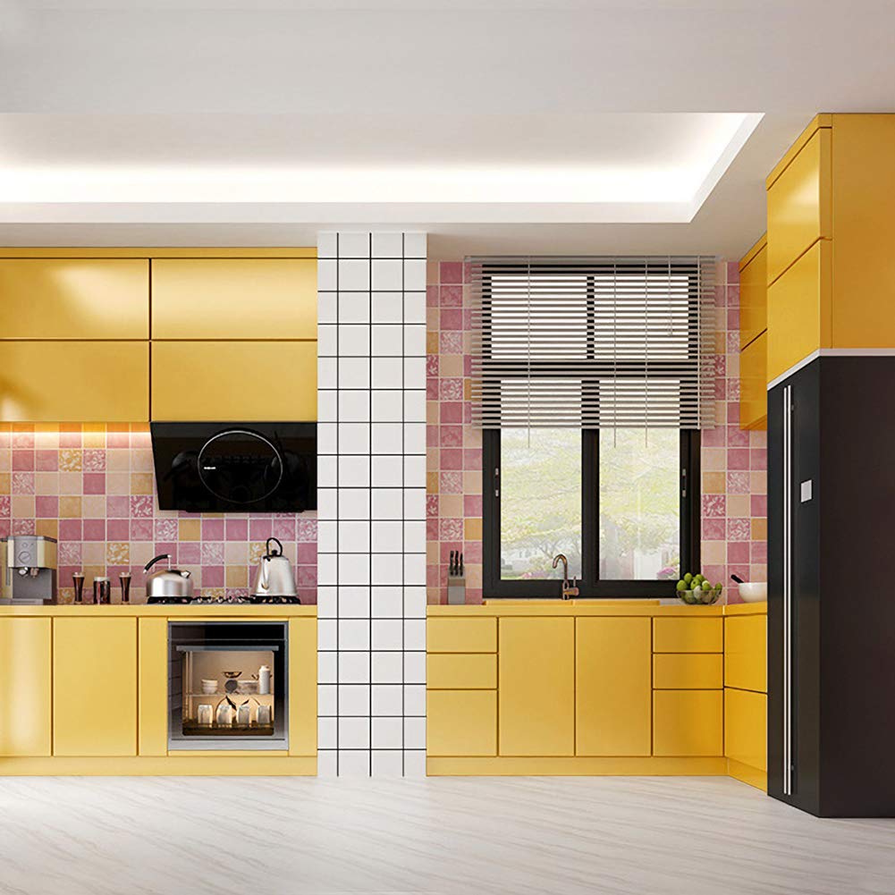LACHEERY Glossy Yellow Self-Adhesive Contact Paper - Waterproof Peel & Stick Wallpaper for Countertops, Cabinets, Furniture - 15.8