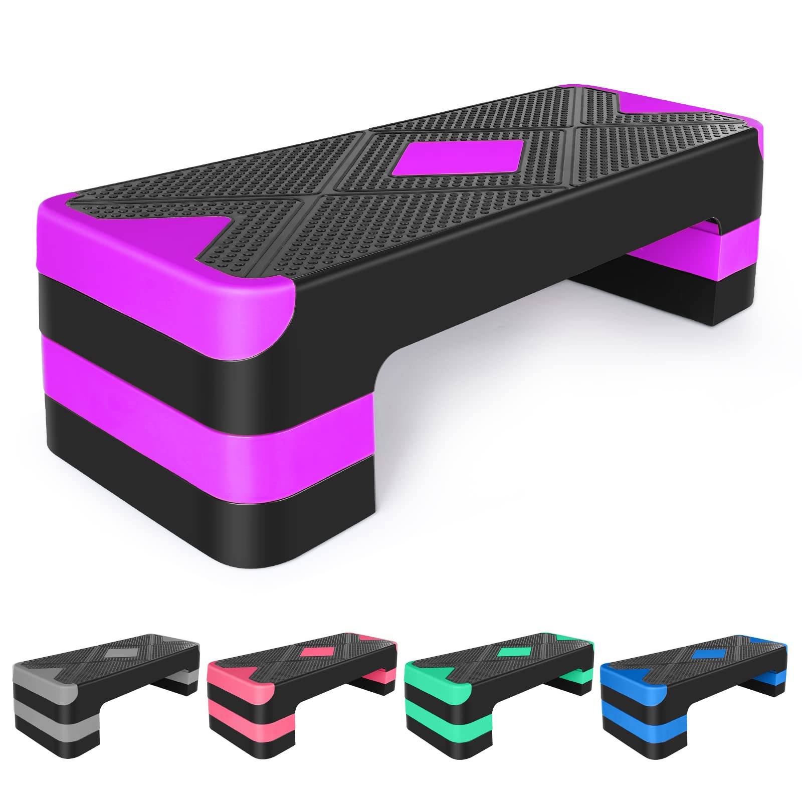 Adjustable Aerobic Stepper Platform - Workout & Exercise Trainer for Home Gym, Cardio, Fitness Training - Perfect for HIIT, Step Aerobics & Leg Workouts