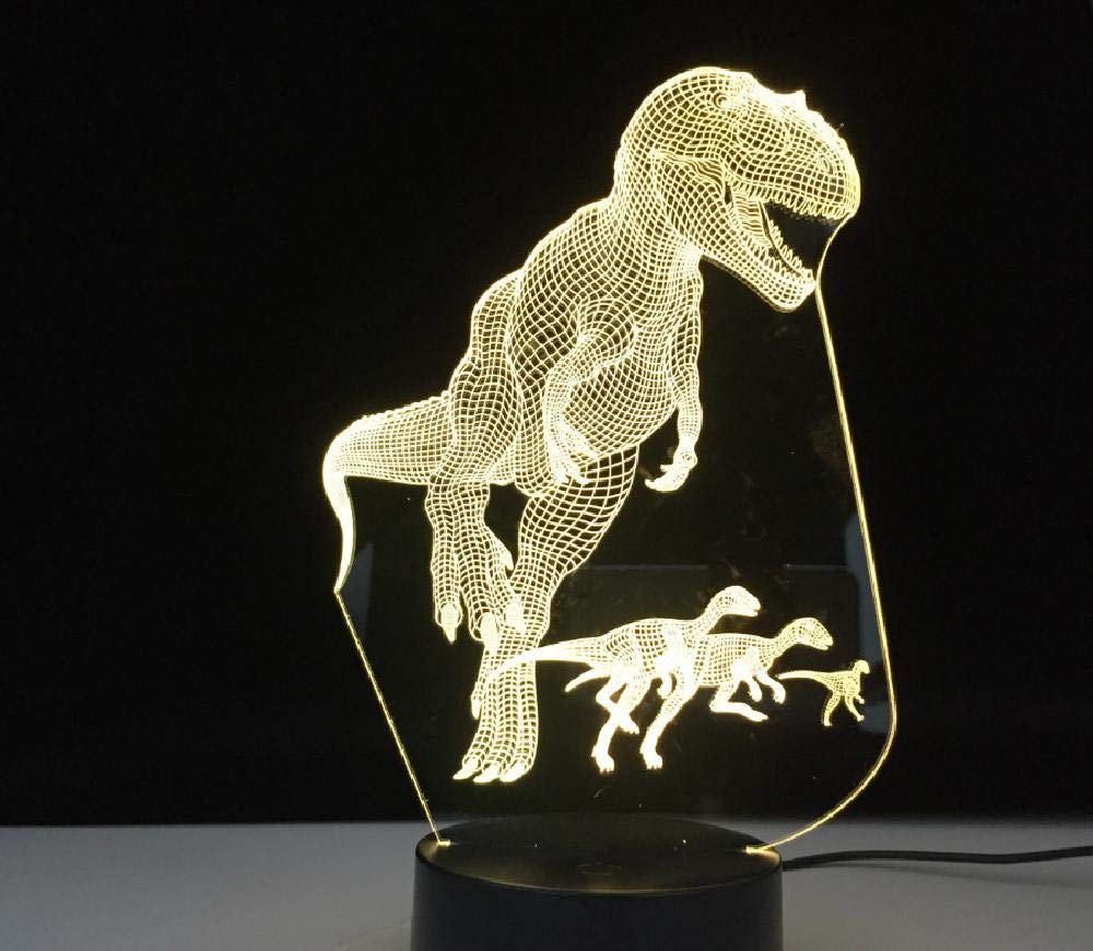 3D LED Night Light Lamp - Dinosaur Team Series with 7 Color Changing Modes & Remote Control - Perfect for Kids' Room Decor, Nursery Night Light, and Unique Gift for Boys & Girls