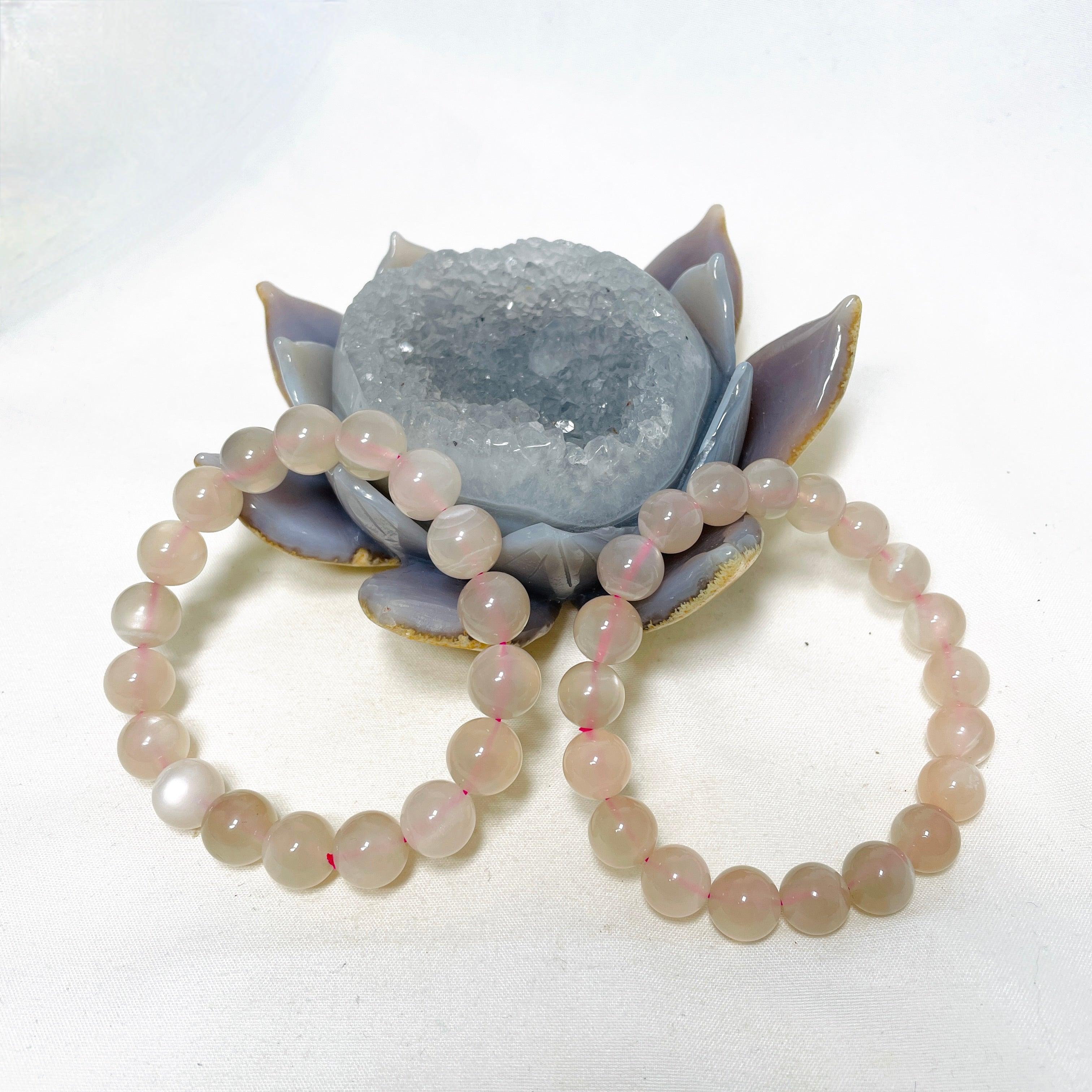 Pink Moonstone Bracelet for Women - Healing Crystal Jewelry for Meditation, Yoga & Positive Energy