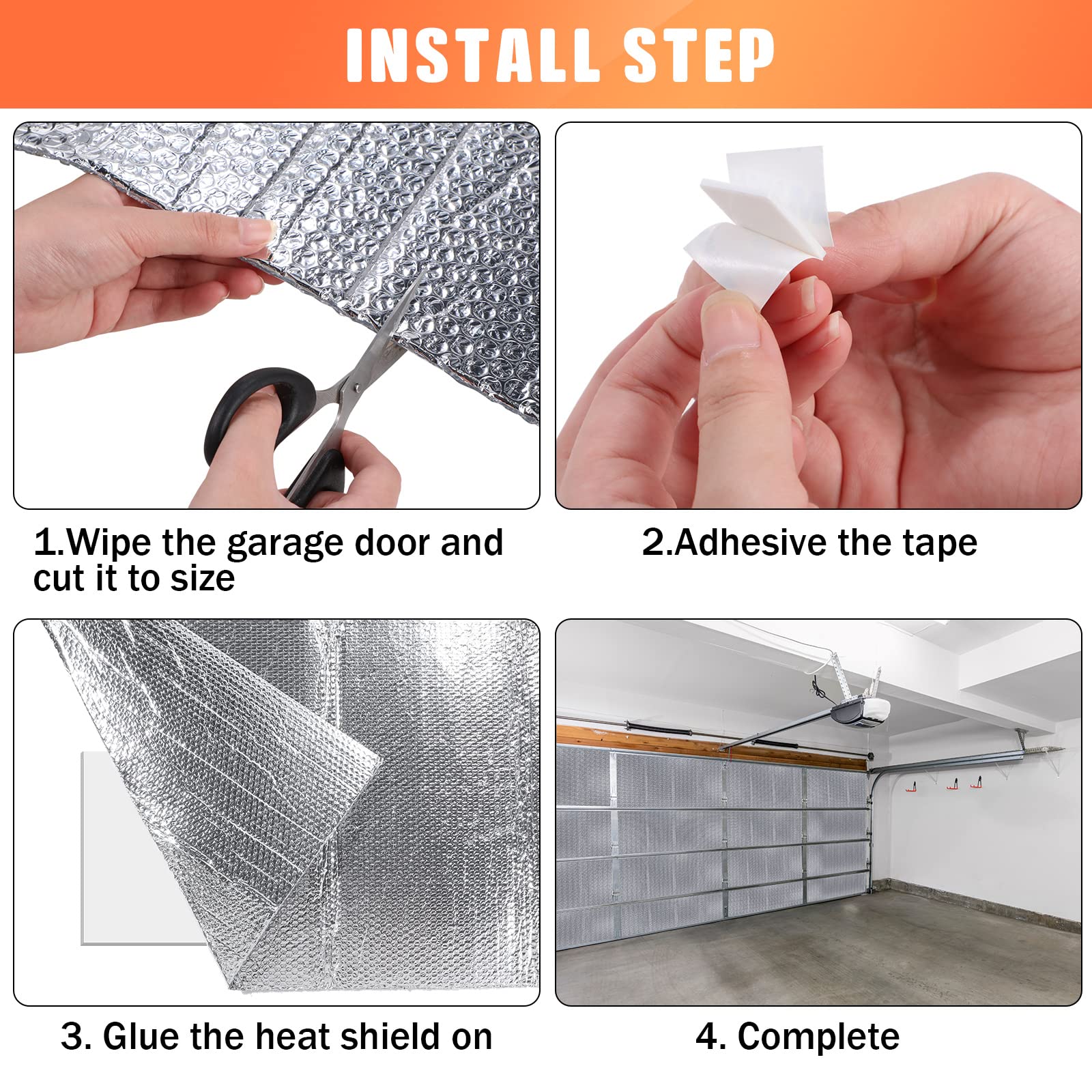 Gerrii Garage Door Insulation Kit - Double Bubble Reflective Aluminum Radiant Barrier for Thermal Insulation - Includes Adhesive Tape - Fits Garage, Greenhouse, Attics, Walls (16 Pcs, 20.5