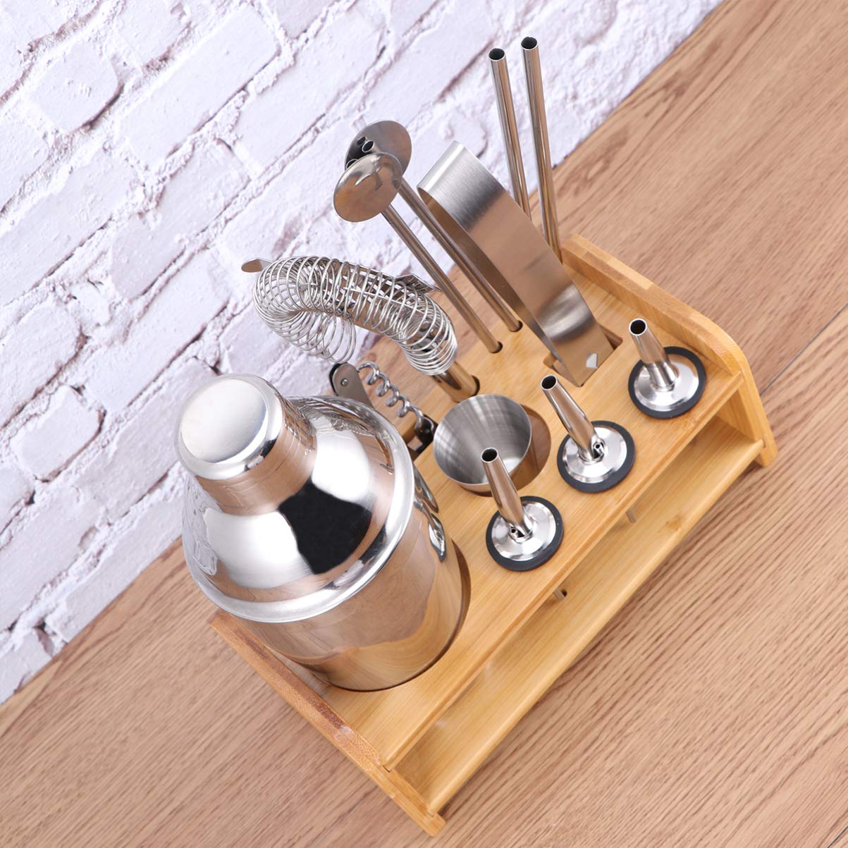 IMIKEYA Stainless Steel Cocktail Making Kit - Professional Bartender Tools Set with Bamboo Shaker for Home Bars, Parties & Mixology | Includes Electrical & Wood Tools for Perfect Drinks