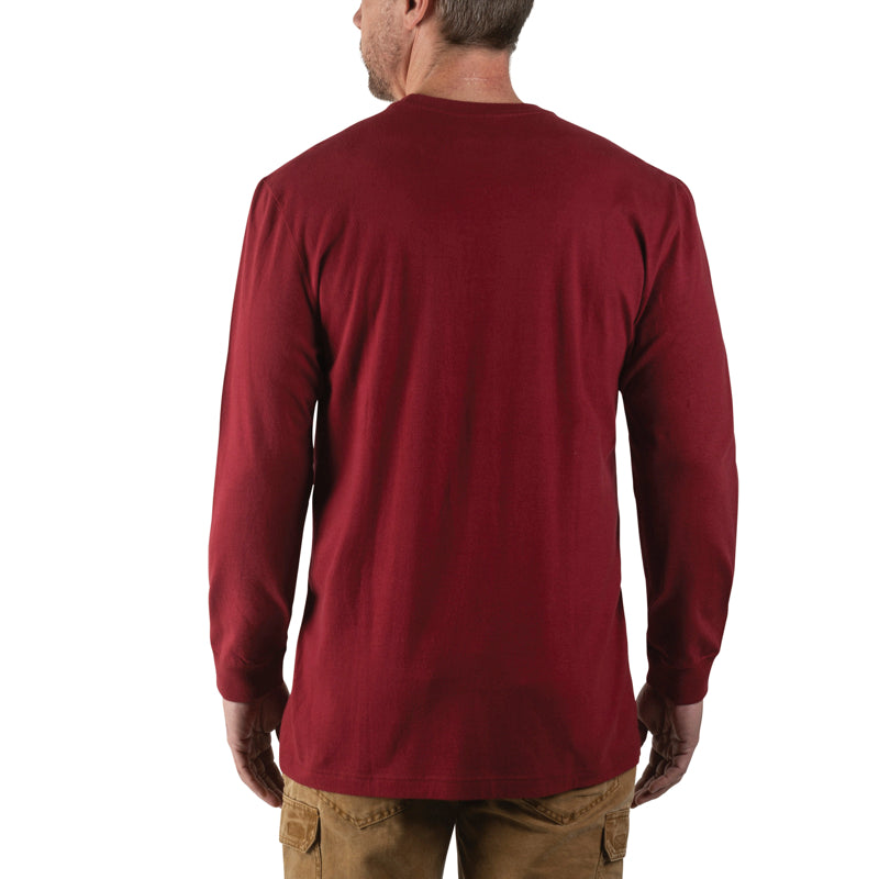 Walls Men's Heavy Lifter Long Sleeve Work Shirt YL879 - Durable Dark Red Button-Up Shirt for Construction, Farming & Outdoor Workwear