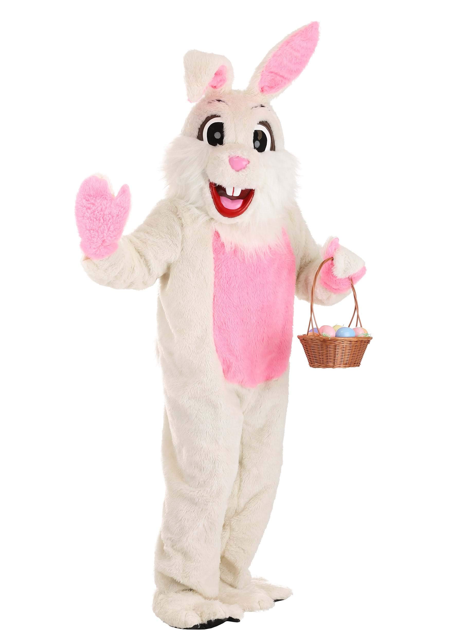 Adult Easter Bunny Costume - Plush White Rabbit Suit with Fluffy Tail, Gloves & Full Head Mask for Easter Party, Halloween Cosplay & Holiday Celebrations