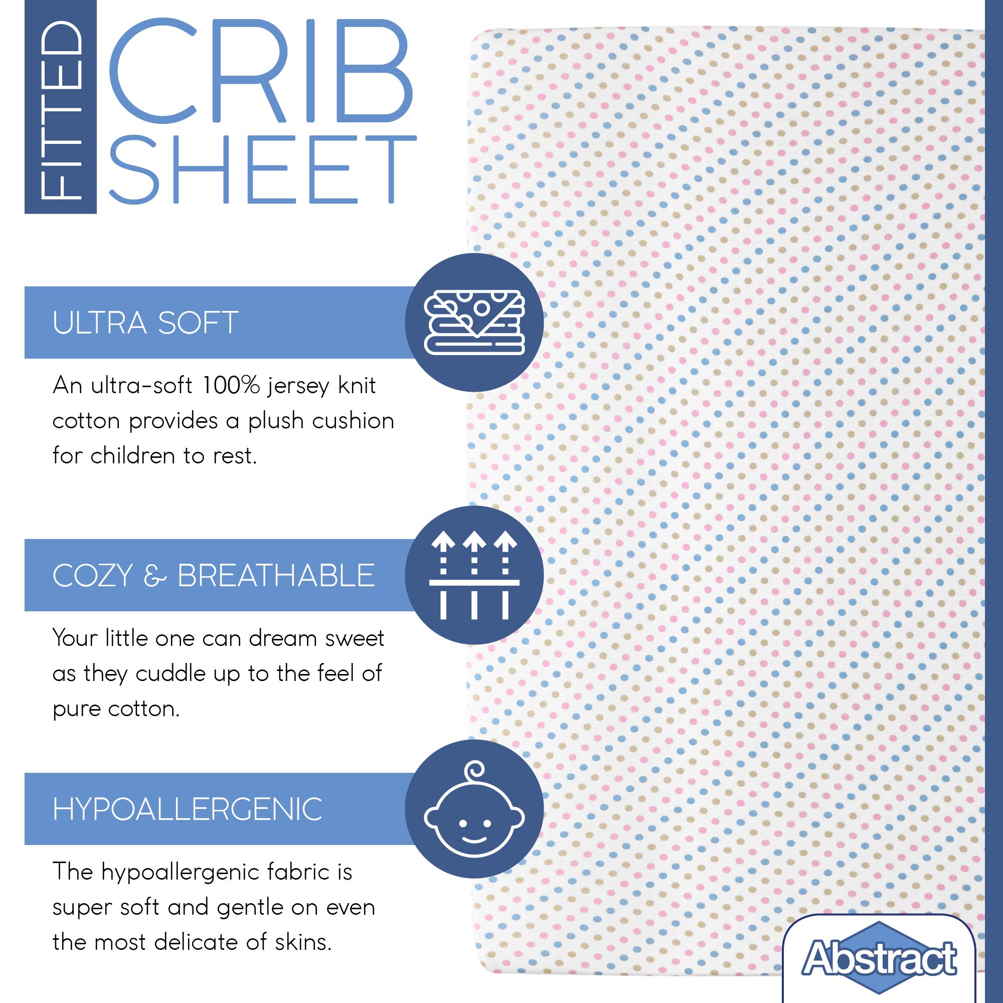 Abstract Mini Crib Cotton Fitted Sheets - Ultra Soft Pack n Play Sheets for Boys & Girls - 24