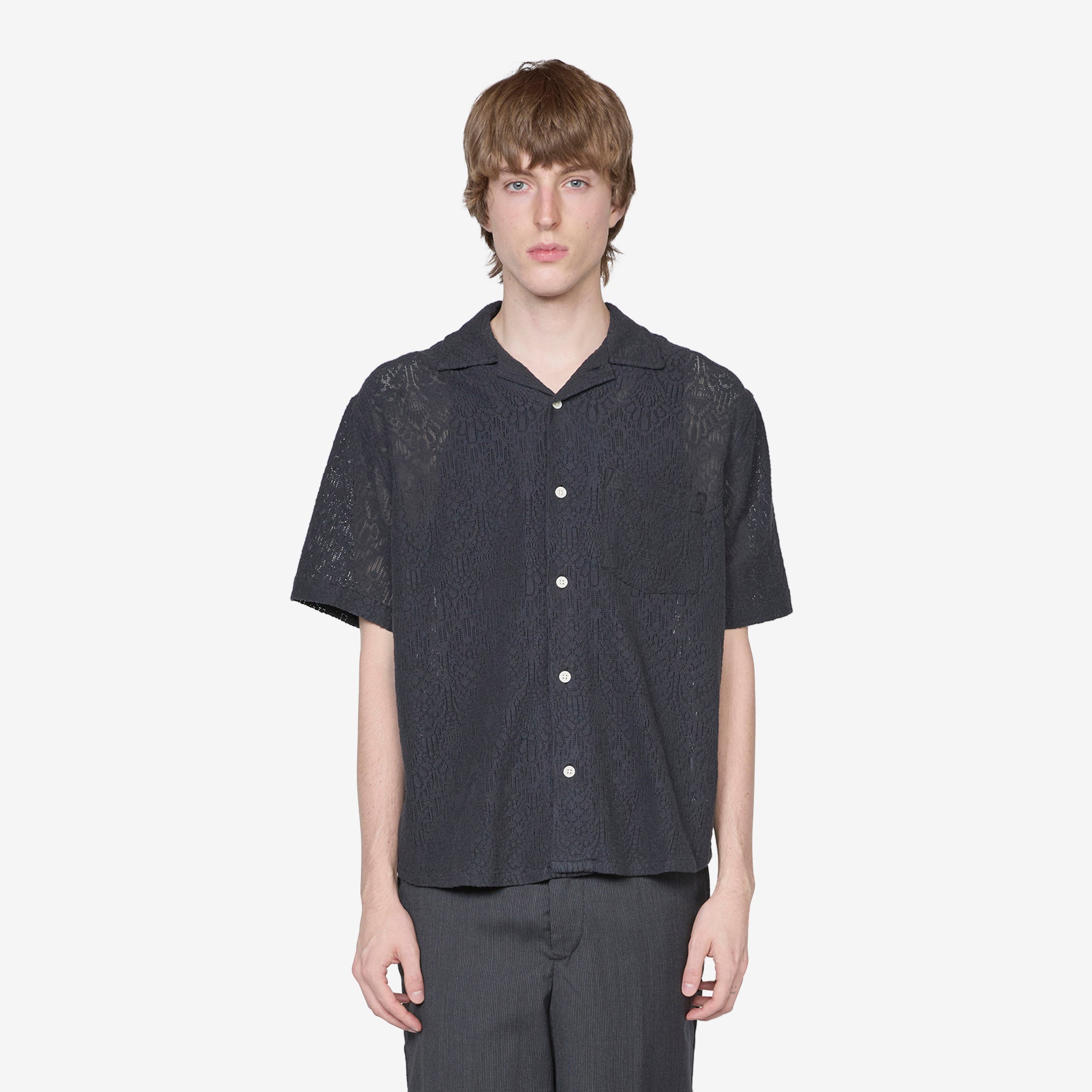Alhambra Short Sleeve Camp Shirt for Men - Classic Black Casual Button Down Shirt for Summer, Outdoor Activities, and Travel