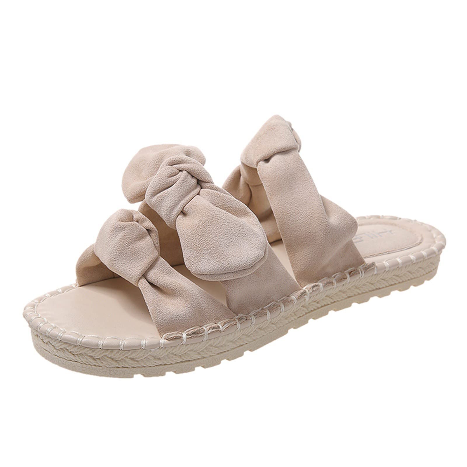 Women's Suede Bow Flat Slide Sandals - Comfortable Summer Slippers for Casual Wear | Perfect for Beach, Home & Outdoor Activities
