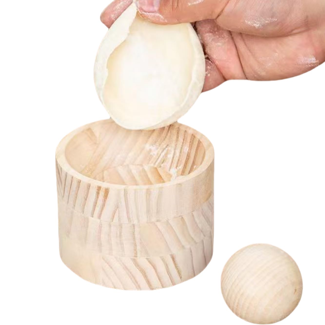 Wooden Dumpling Press Tool - Dough Presser for Dumplings, Empanadas & Pastries | Easy to Use Handheld Dumpling Maker for Homemade Asian & Latin Cuisine | Perfect for Family Cooking & Restaurant Use