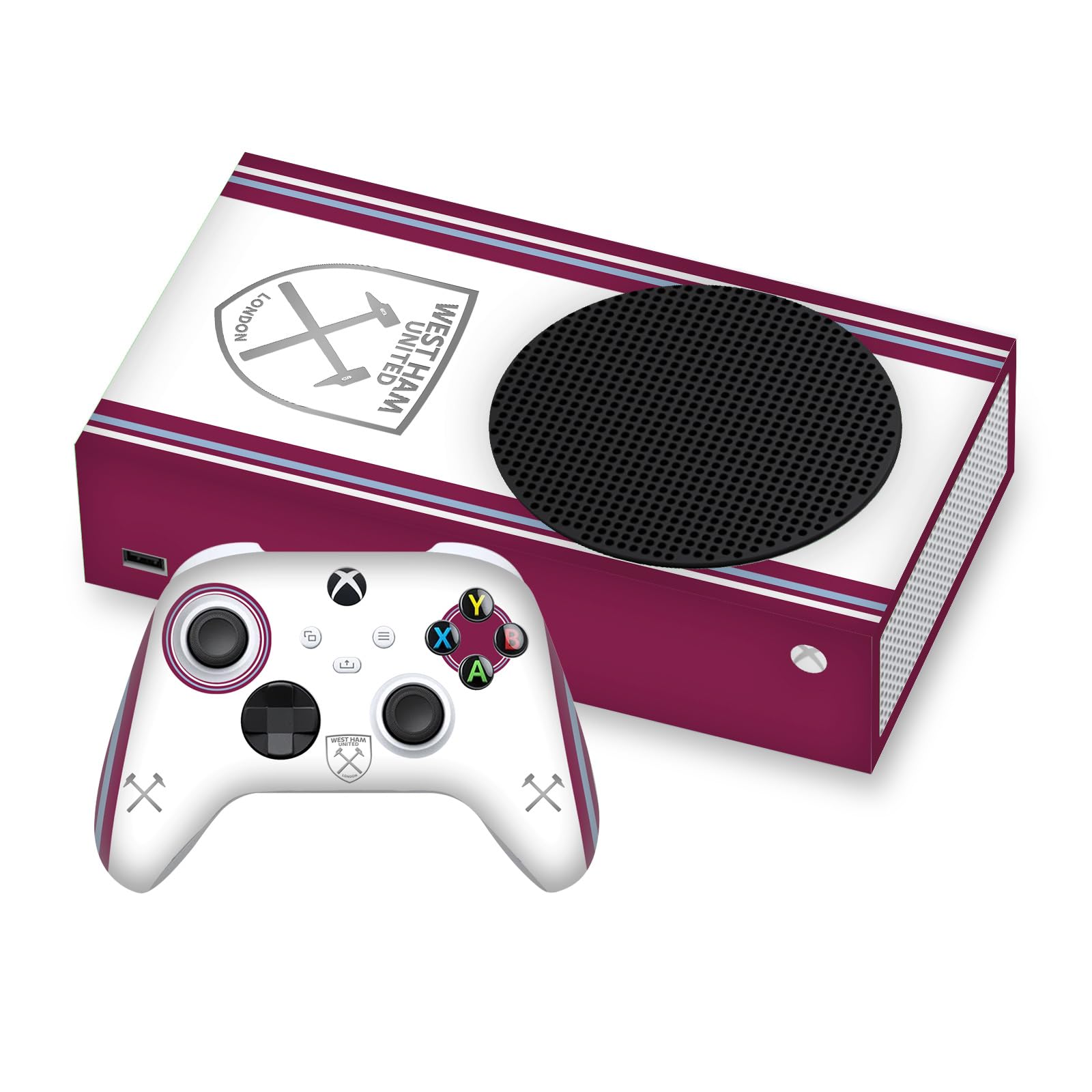 Official West Ham United FC Away 2023/24 Logo Vinyl Skin Sticker Decal Cover Compatible with Xbox Series S Console & Controller Bundle - Perfect for Gamers and Football Fans to Customize Gaming Gear
