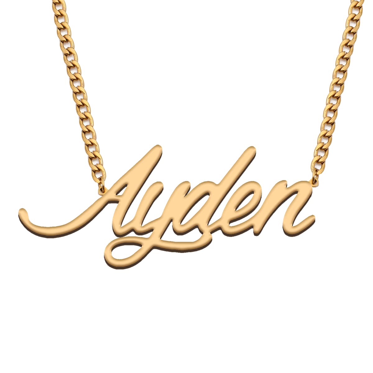 Personalized Name Necklace Custom Made 18k Gold Plated Initial Necklace - Cuban Chain Necklace for Men, Women & Girls - Perfect Gift for Birthday, Anniversary & Valentine's Day