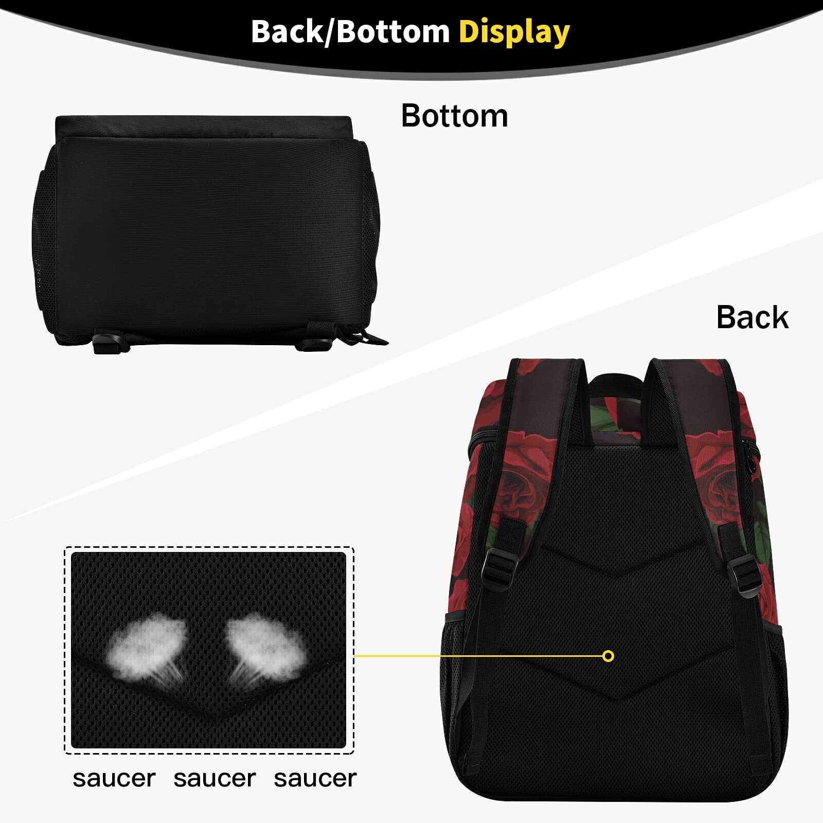 Insulated Leakproof Cooler Backpack for Women & Men - Red Roses Design Picnic Lunch Bag for Work, Hiking, Camping, Beach | Perfect for Outdoor Activities, Travel & Daily Commute