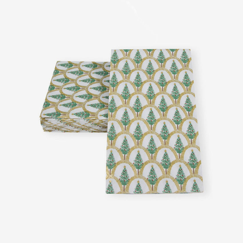 Caspari Premium Gold Christmas Napkins - Elegant Holiday Table Decor for Christmas Dinner, Party & Festive Celebrations