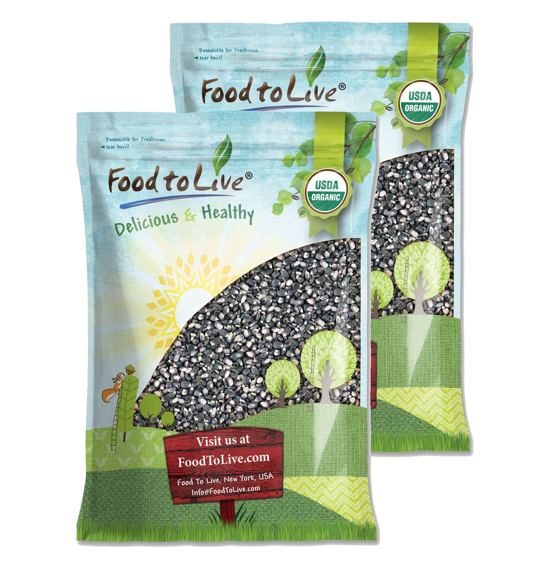 Organic Non-GMO Blue Corn Kernels - 20 lb Bulk Whole Dried Corn for Grinding | Vegan Cereal Grain Rich in Vitamin B6 & Phosphorus | Perfect for Soups, Stews, Casseroles, Tamales & Cornbread Baking