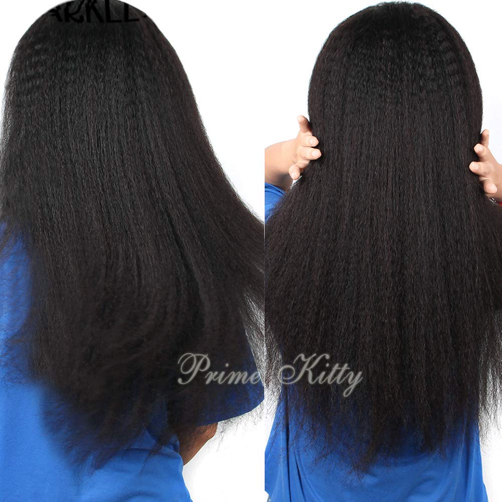 Kinky Straight Lace Front Wigs 100% Brazilian Virgin Human Hair with Baby Hair - 150% Density Glueless Pre-Plucked 9A Lace Wig for Black Women (12 Inch) - Perfect for Daily Wear, Cosplay & Protective Styling