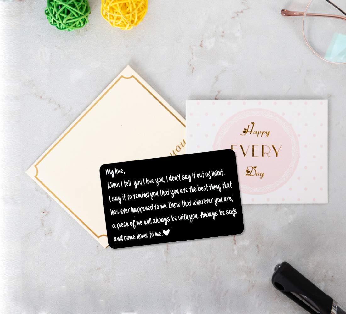 I Love You Engraved Wallet Card - Romantic Love Note for Husband, Boyfriend & Anniversary Gift - Personalized Valentine's Day Present for Men - Perfect for Couples, Weddings & Special Occasions