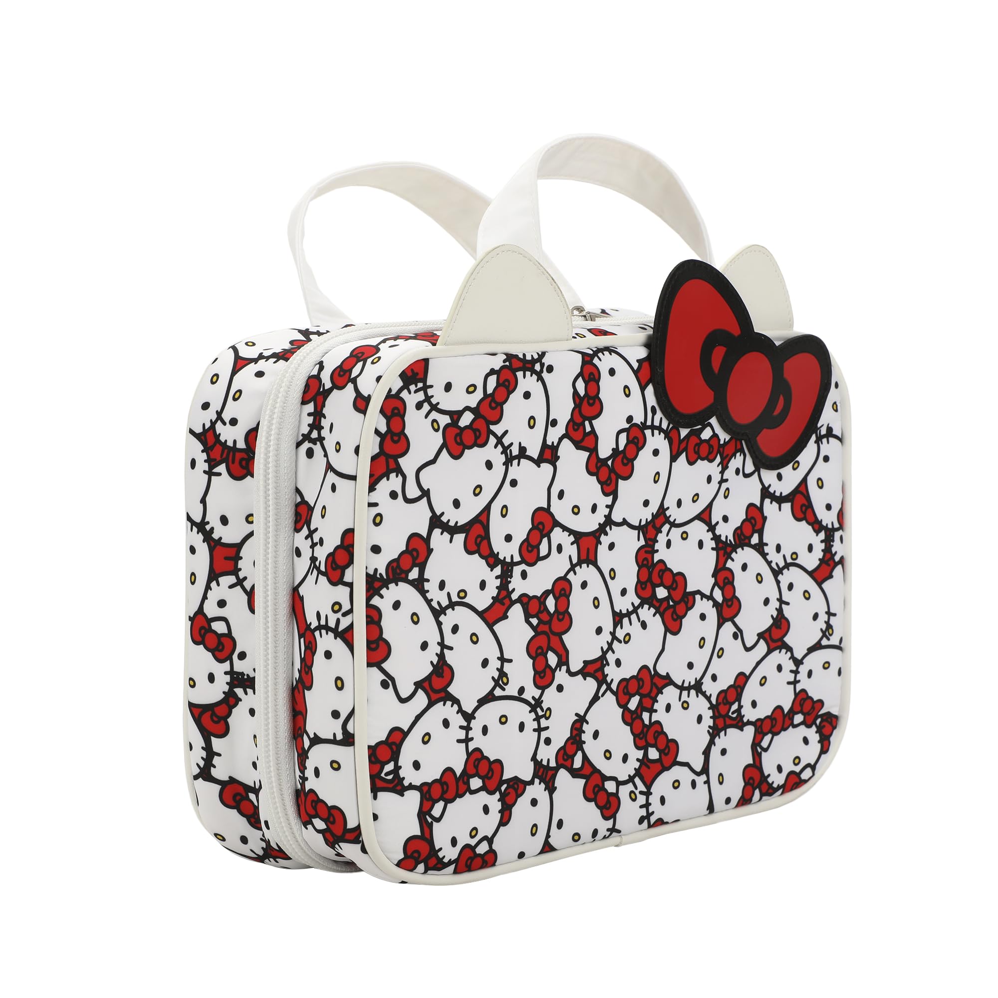 Hello Kitty Foldable Hanging Toiletry Bag for Travel - 3D Bow Cosmetic Organizer | Perfect for Vacation, Gym & College Dorm Organization