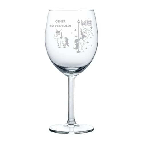 50th Birthday Wine Glass Goblet - 10 oz Funny Unicorn Design for 50 Year Old Superstar - Perfect for Milestone Celebrations, Gifts & Parties