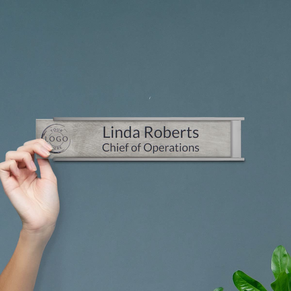 Premium Titanium Office Plates - 10 x 2 Inch Professional Name Badges for Corporate, Business Meetings & Office Decor