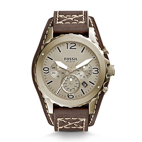 Fossil JR1495 Nate Men's Brown Leather Analog Quartz Watch - Stylish & Durable for Business, Casual & Everyday Wear