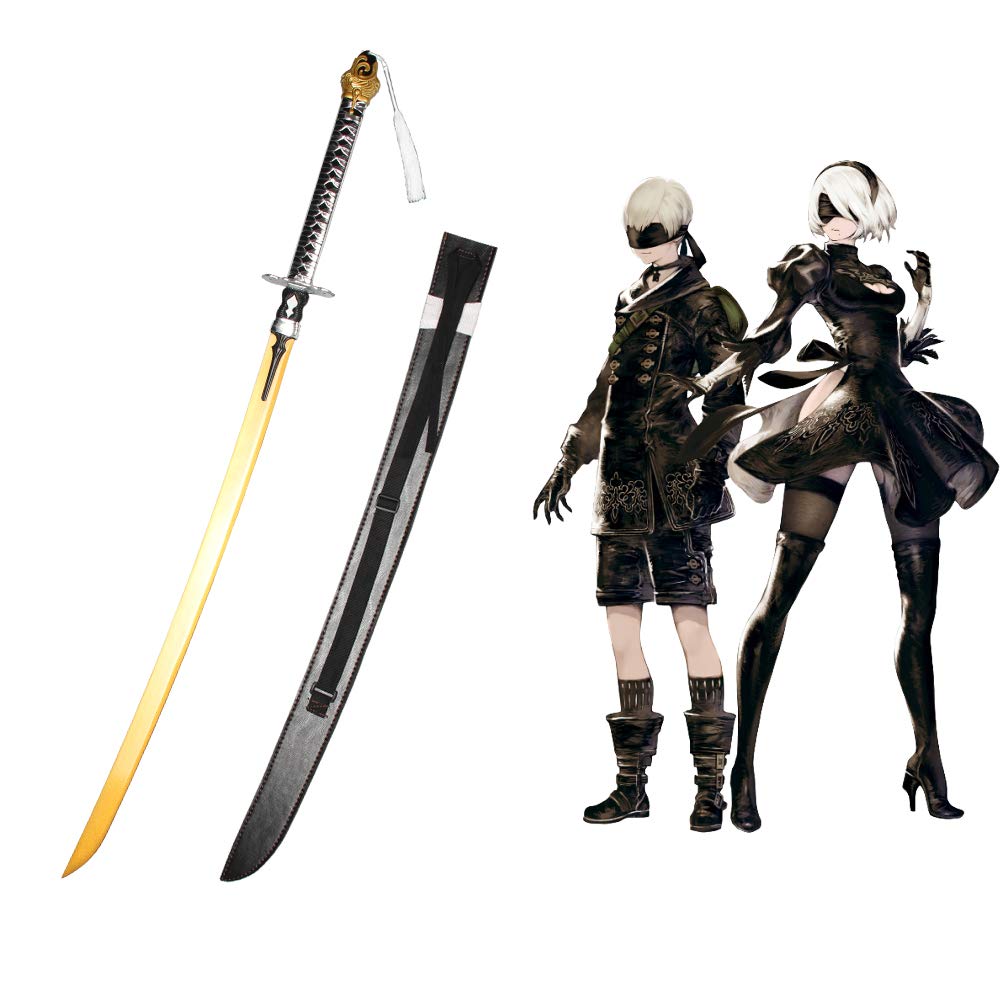 NieR Automata Yorha No.2 Type B 2B Virtuous Treaty Katana Sword - Carbon Steel Anime Game Replica for Cosplay, Collection & Display (9S) - Perfect for Conventions, Themed Parties & Home Decor