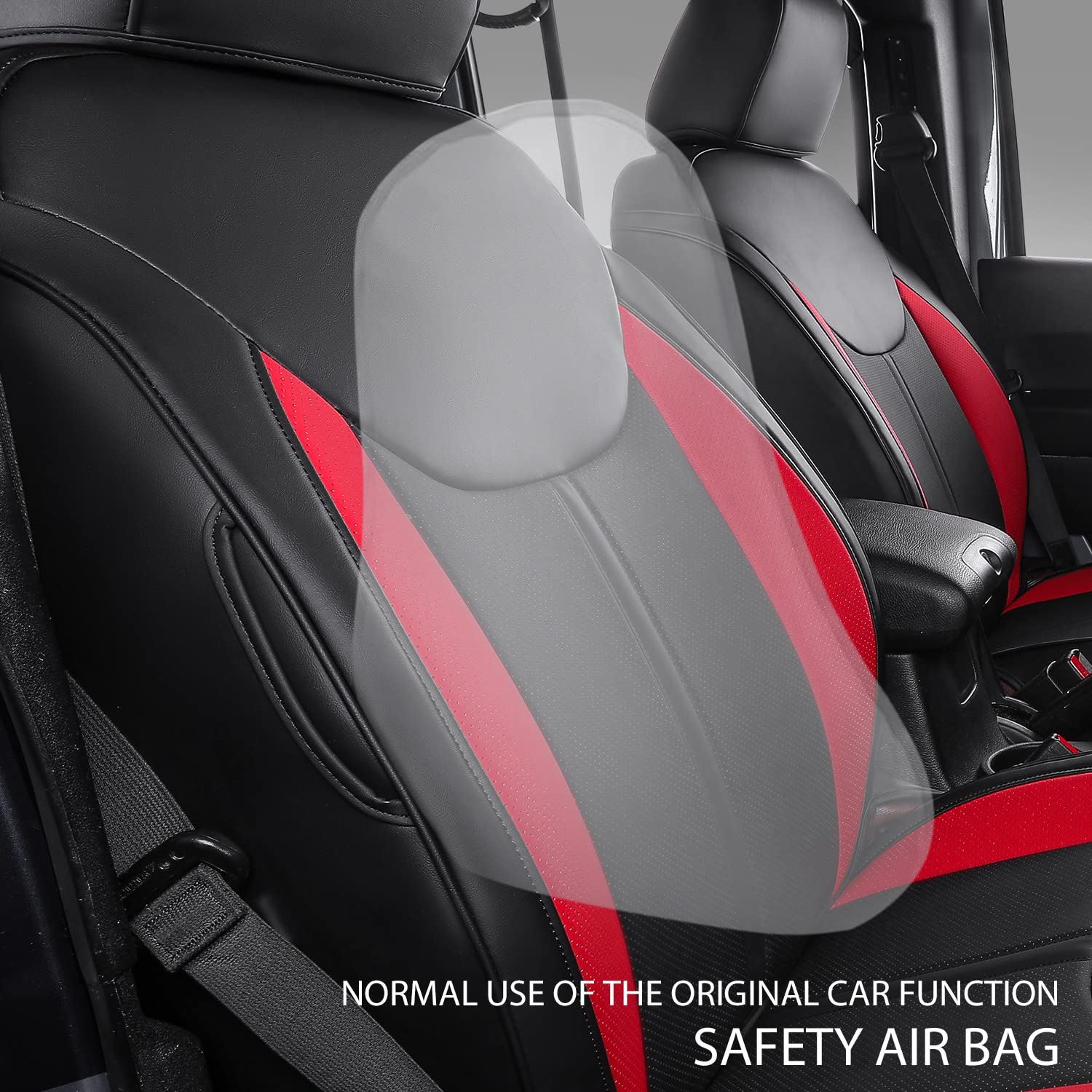 Xipoo PU Leather Car Seat Covers Full Set for 2013-2017 Jeep Wrangler JK 4 Door - Black & Red Replacement Seat Protectors | Durable & Comfortable for Off-Roading, Daily Commuting & Adventure Trips
