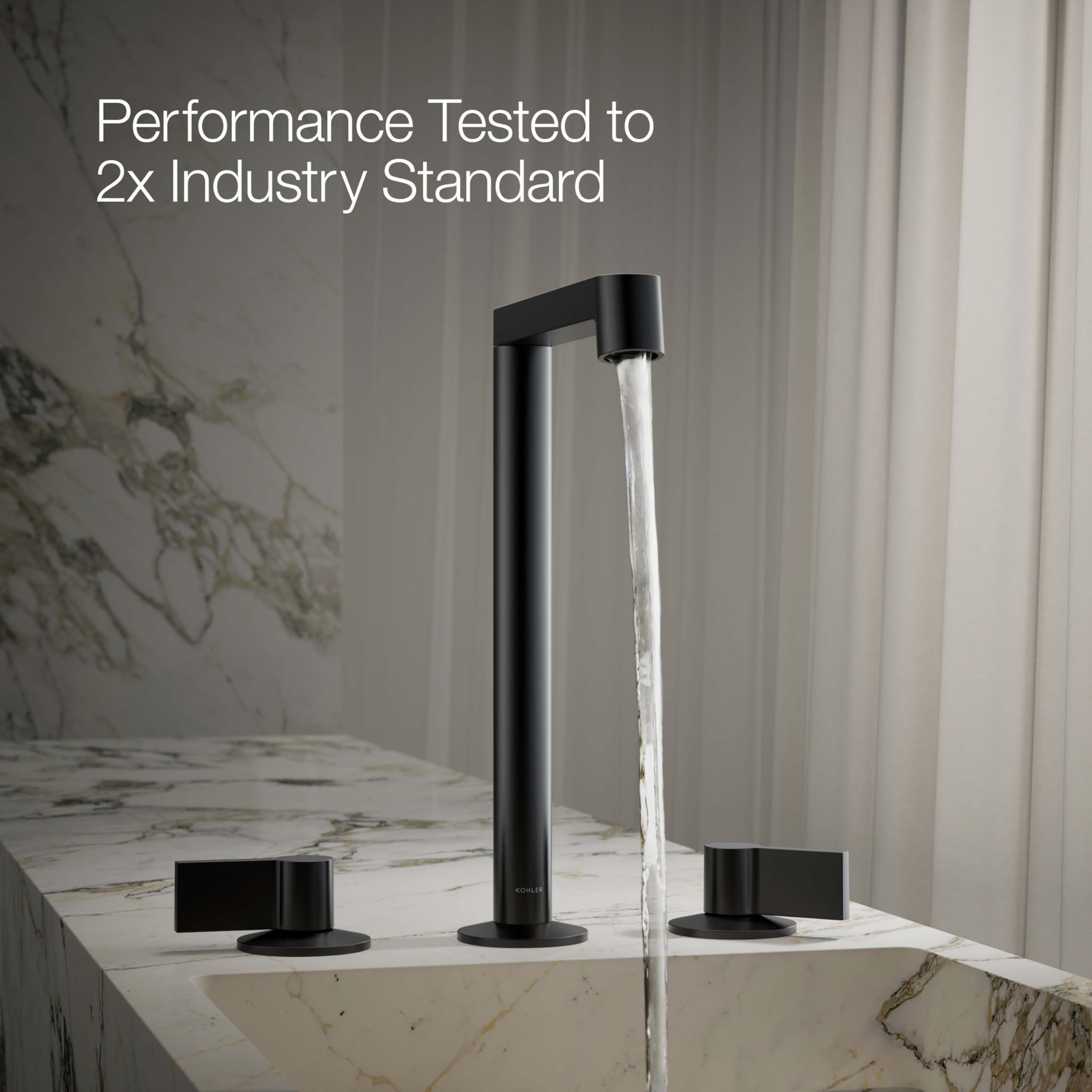 KOHLER Tall Bathroom Sink Spout with Row Design - Modern Waterfall Faucet for Bathroom Vanity, Powder Room & Guest Bath - Perfect for Contemporary Home Decor