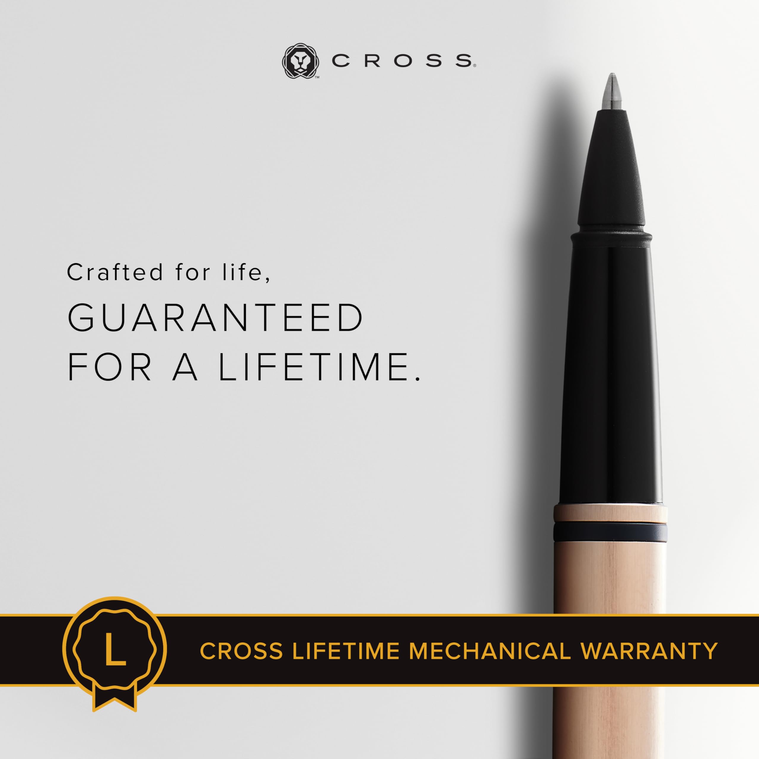 Cross Calais Brushed Rose Gold & Black Lacquer Rollerball Pen - Premium Writing Gift for Professionals, Graduates & Office Use