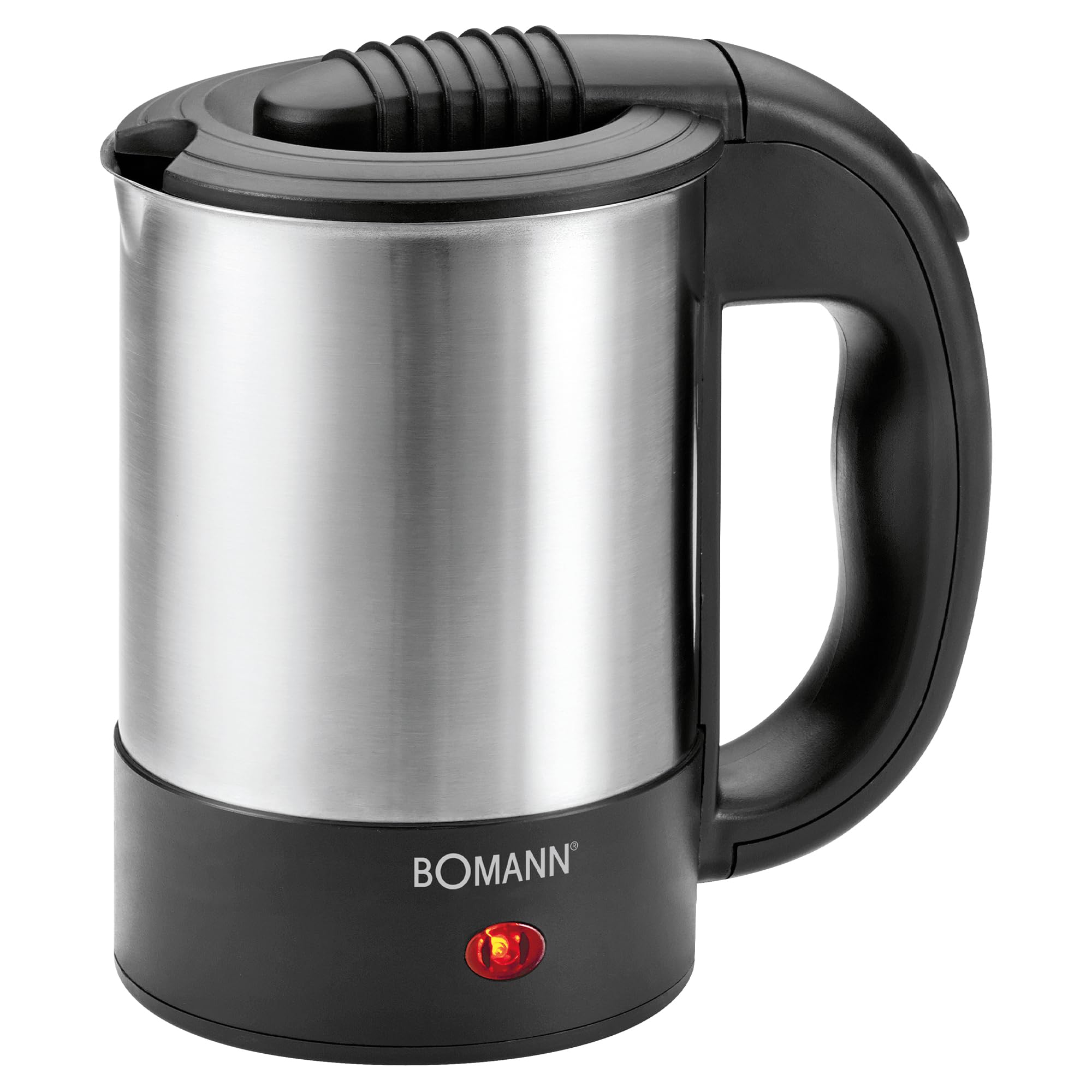 Bomann® WKR 1162 CB Compact 0.5L Travel Electric Kettle with Concealed Heating Element & 2 Cups - Stainless Steel Mini Kettle for Office, Dorm, Camping & Hotel Use