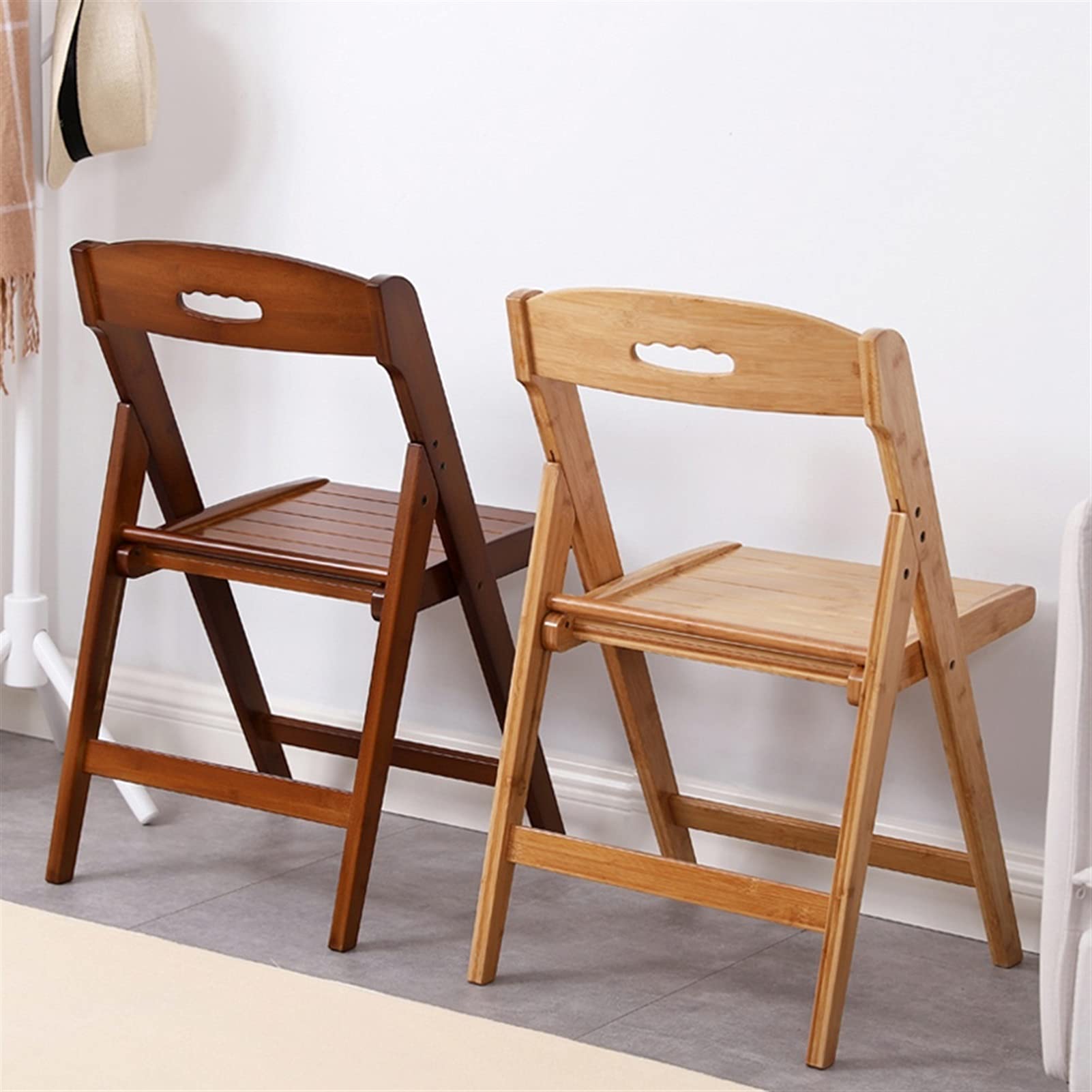 Solid Wood Dining Chair - Foldable & Portable European-Style Back Chair for Home, Office, Computer Desk - Brown Wooden Seat for Kitchen, Dining Room, Study, or Workspace