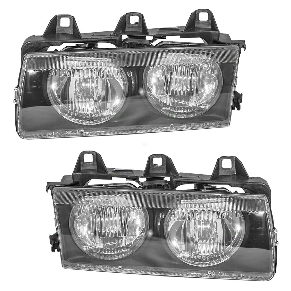 Brock Replacement Headlights for 1992-1999 BMW E36 3 Series - Driver & Passenger Side Headlamps (Part# 63121387861, 63121387862) - Perfect for Night Driving & Car Restoration Projects