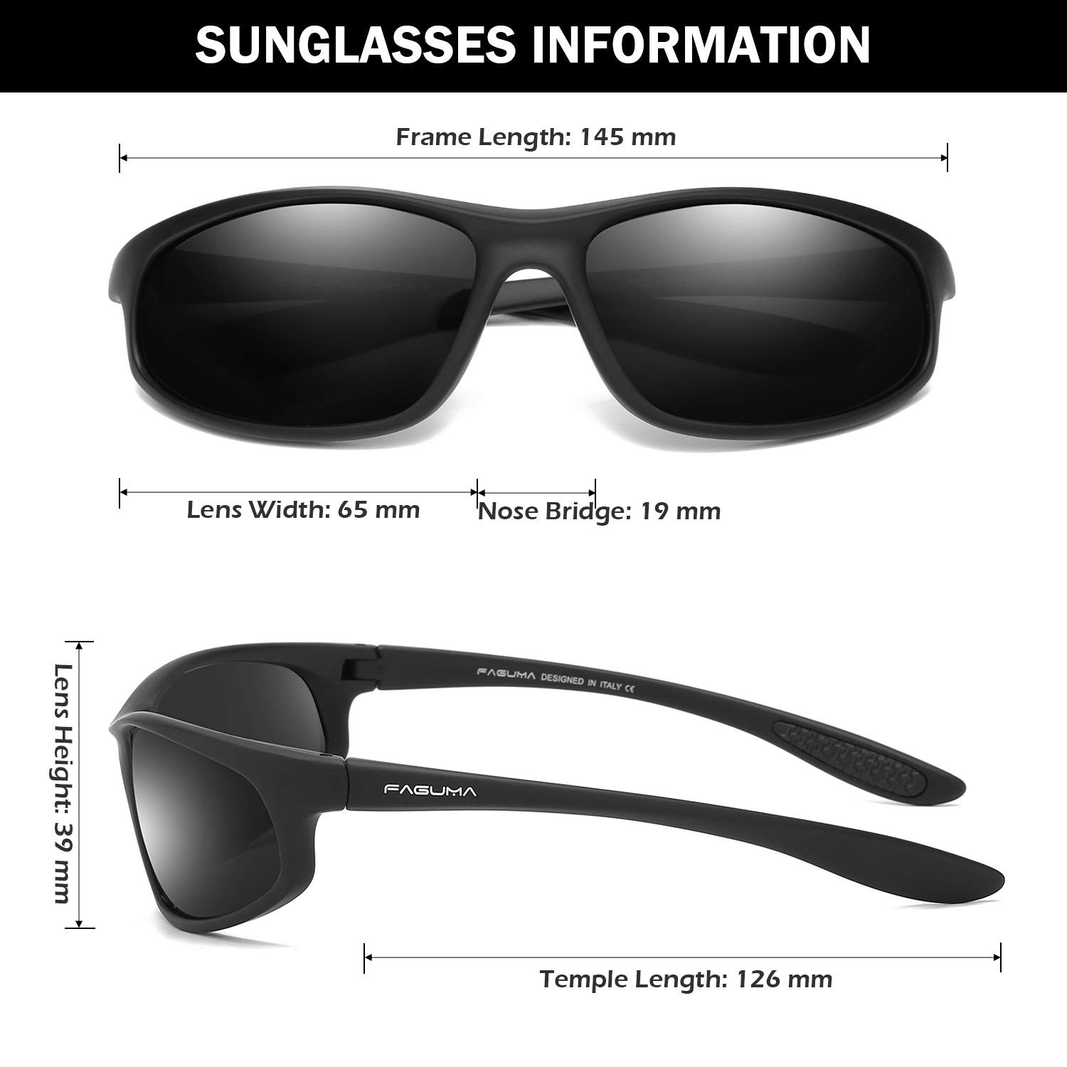FAGUMA Polarized Sports Sunglasses for Men - UV400 Protection for Cycling, Driving, Fishing - Lightweight & Durable for Outdoor Activities
