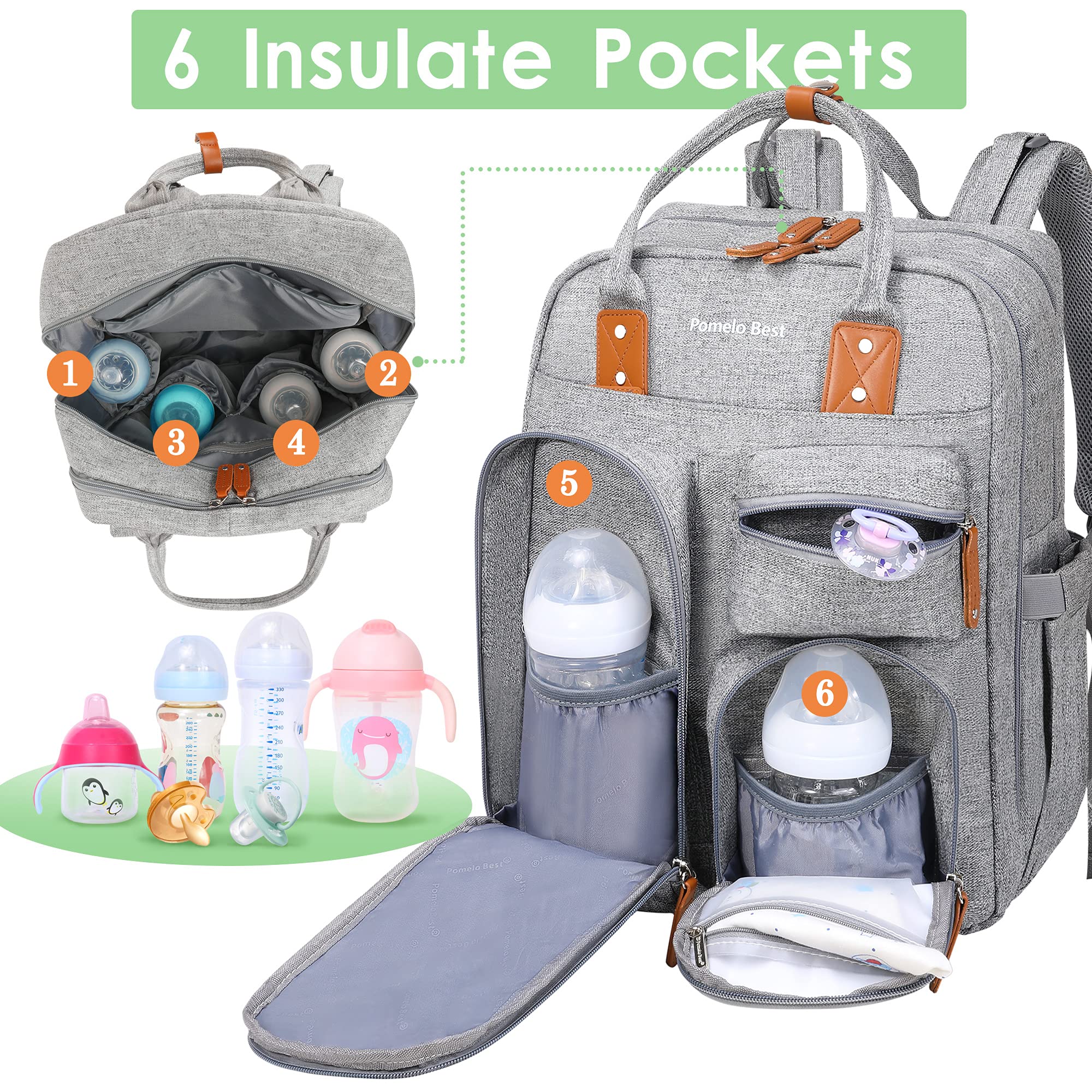 **Large Waterproof Diaper Backpack for Moms – Multi-Pocket Baby Bag with Stroller Straps & Changing Pad – Austere Gray – Perfect for Travel, Daycare & On-the-Go Parenting**