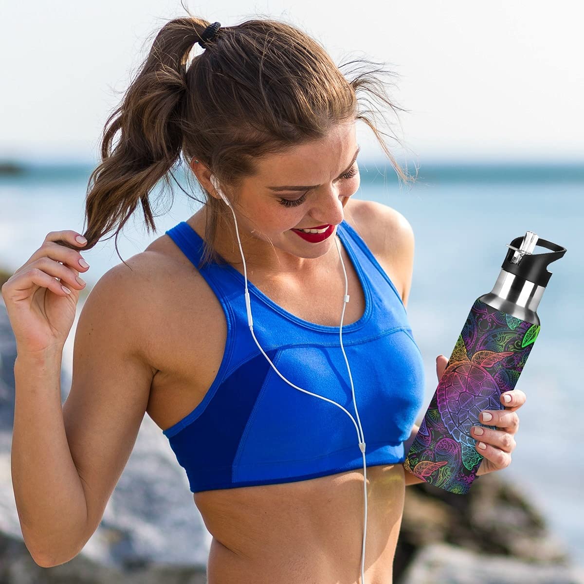 Mandala Sea Turtle Insulated Water Bottle 20oz - Gym & Travel