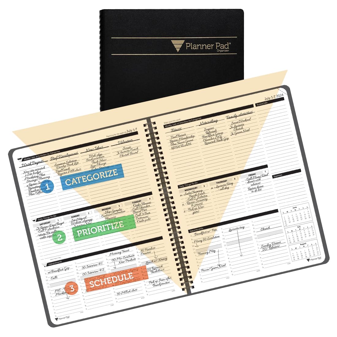 Spiral Bound Planner Pad July 2024 - June 2025 | 8.5