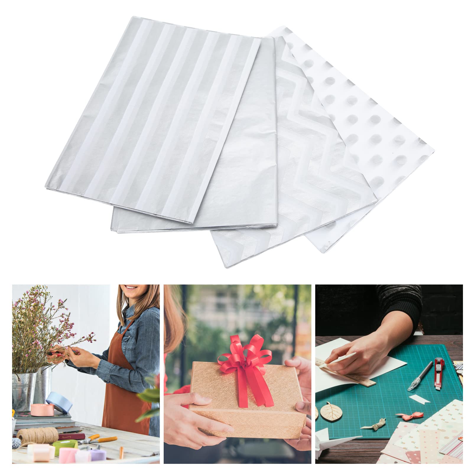 Premium Silver Wrapping Tissue Paper - 40Pcs Bulk White & Metallic Silver Gift Wrap Paper for Birthday, Wedding, Christmas Presents & Party Decorations | Elegant Gift Wrapping for Jewelry, Cosmetics & Luxury Items | Perfect for DIY Crafts, Holiday Gifts & Special Occasions
