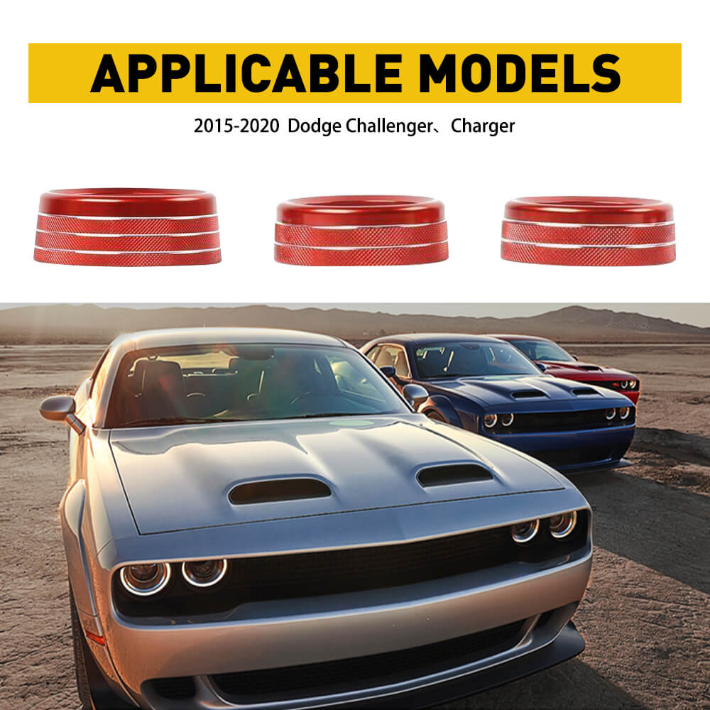 15-21 Dodge Challenger & Charger Audio AC Switch Knob Ring Kit - Premium Interior Upgrade for Car Enthusiasts | Perfect for Dash Customization & Nighttime Driving Visibility