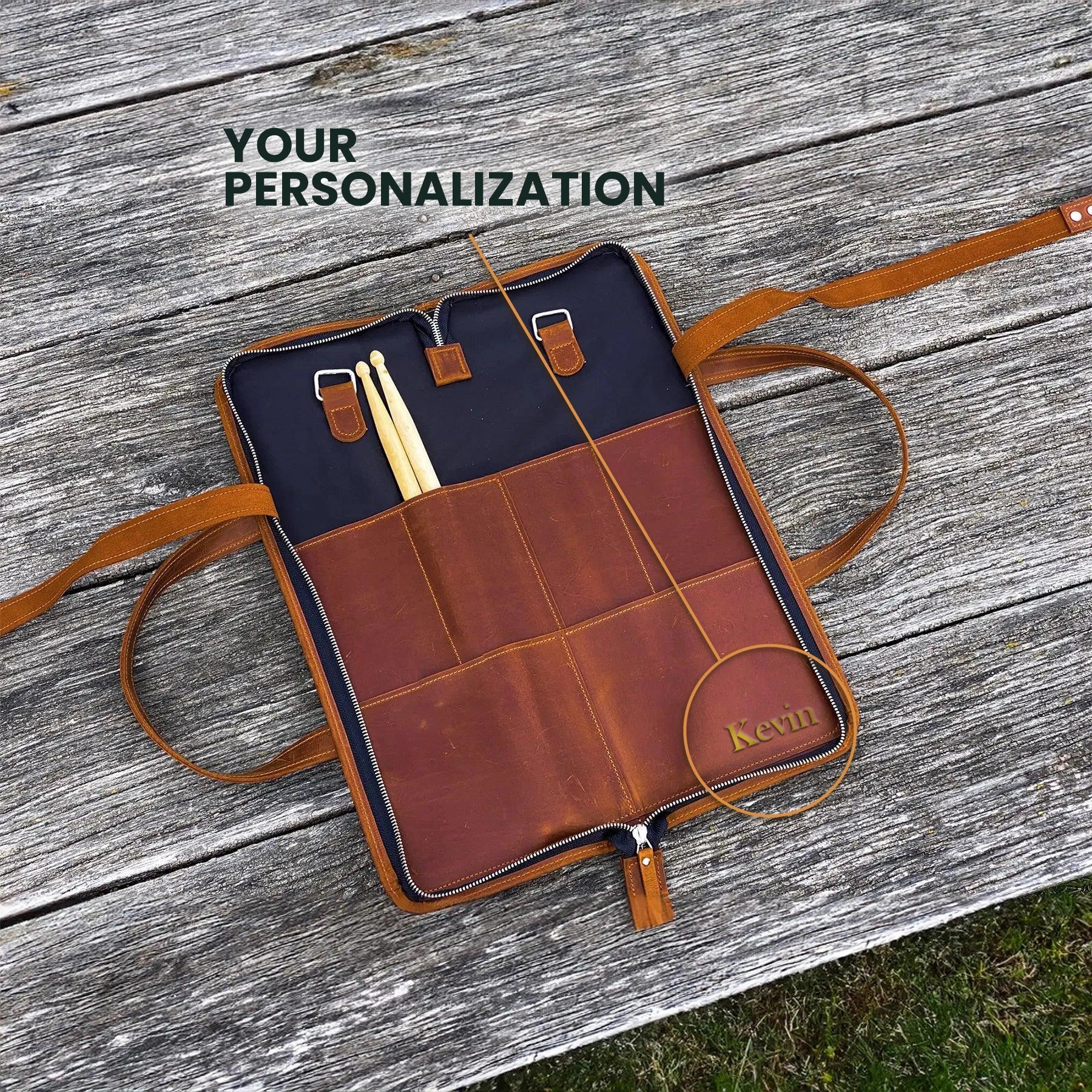 Premium Leather Drumstick Bag for Drummers - Durable & Stylish Stick Holder for Gigging, Practice & Travel