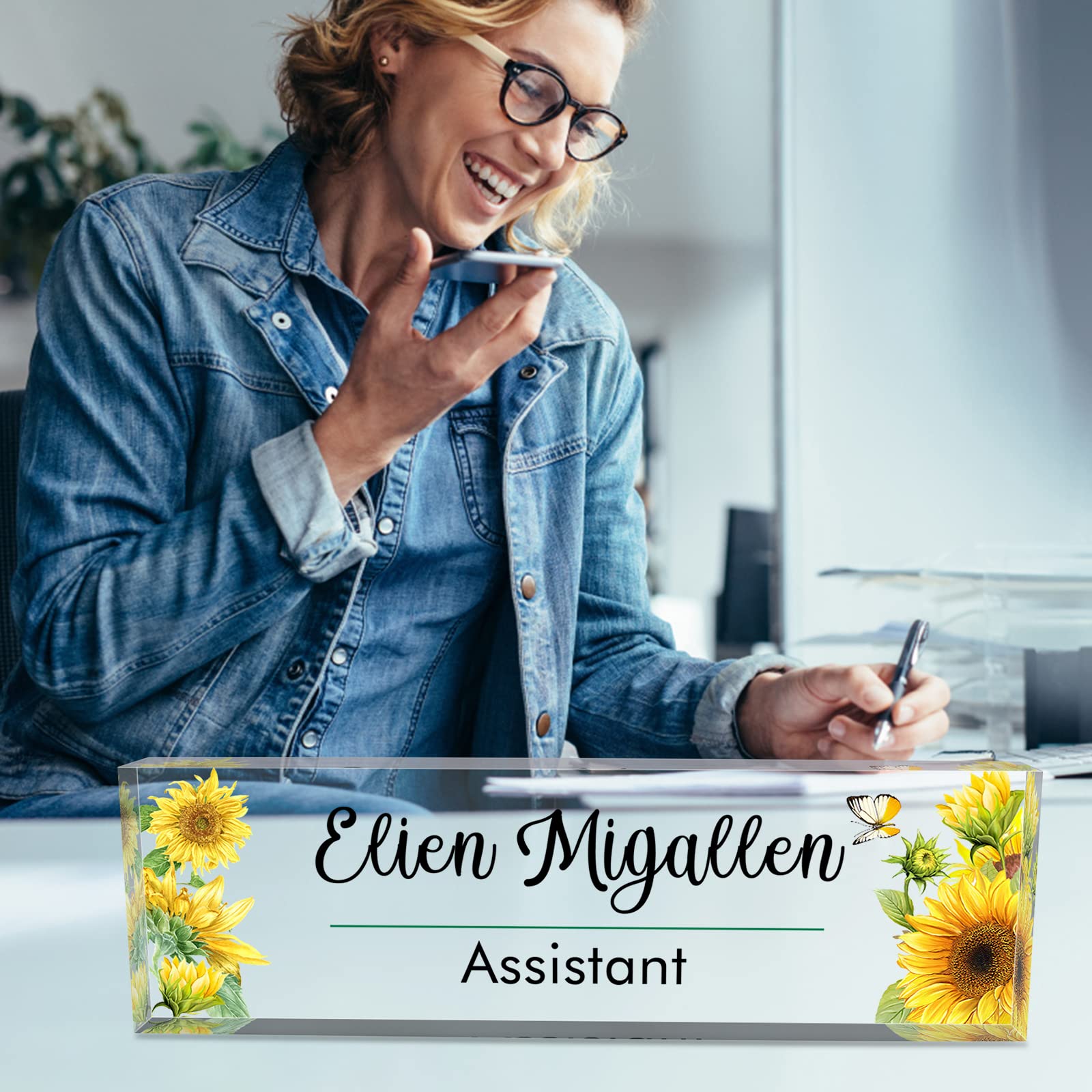 Custom Acrylic Desk Name Plate - Personalized Office Nameplate Sign for Professional Workspace Décor - Perfect for Employee Appreciation Gifts & Corporate Awards