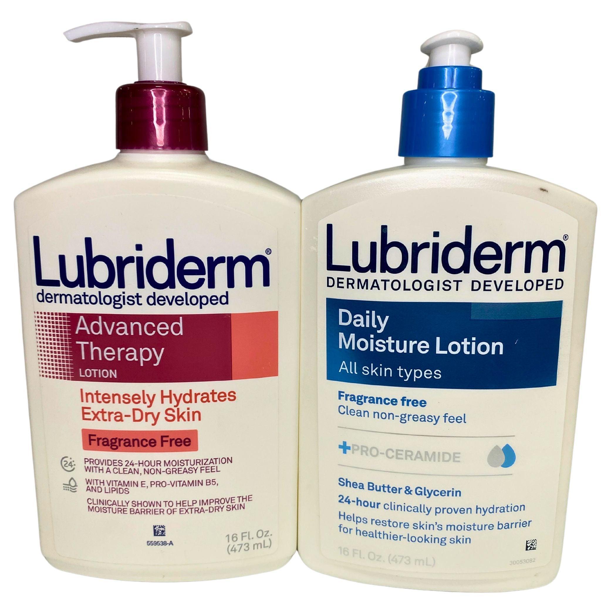 Lubriderm Advanced Therapy & Daily Moisture Lotion Set - 30 Pack | Fragrance-Free Hydrating Body Lotion for Dry Skin | Perfect for Daily Use, Travel & Gift Sets