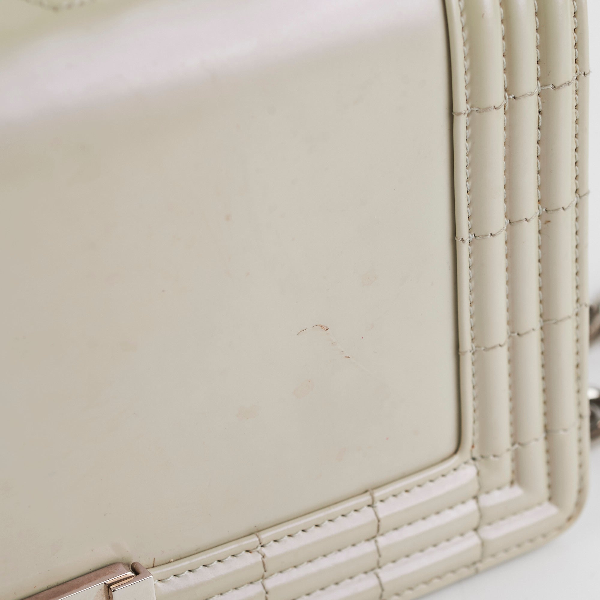 Chanel Boy Old Medium Iridescent Light Grey Leather Shoulder Bag - Luxury Designer Handbag for Women, Perfect for Evening Parties & Special Occasions