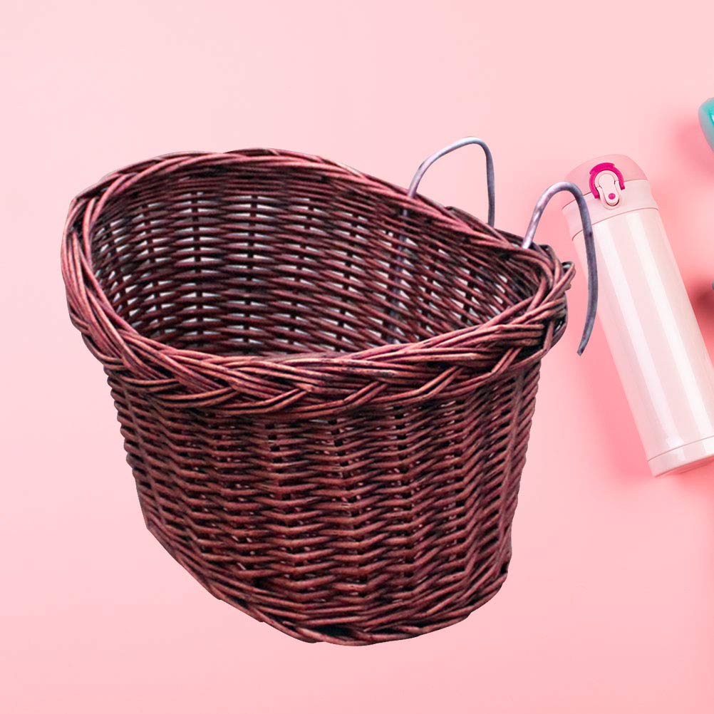 Handmade Natural Rattan Detachable Bicycle Basket for Front Handlebar - Wicker Bike Storage Basket (Brown) | Perfect for Groceries, Picnics & Commuting