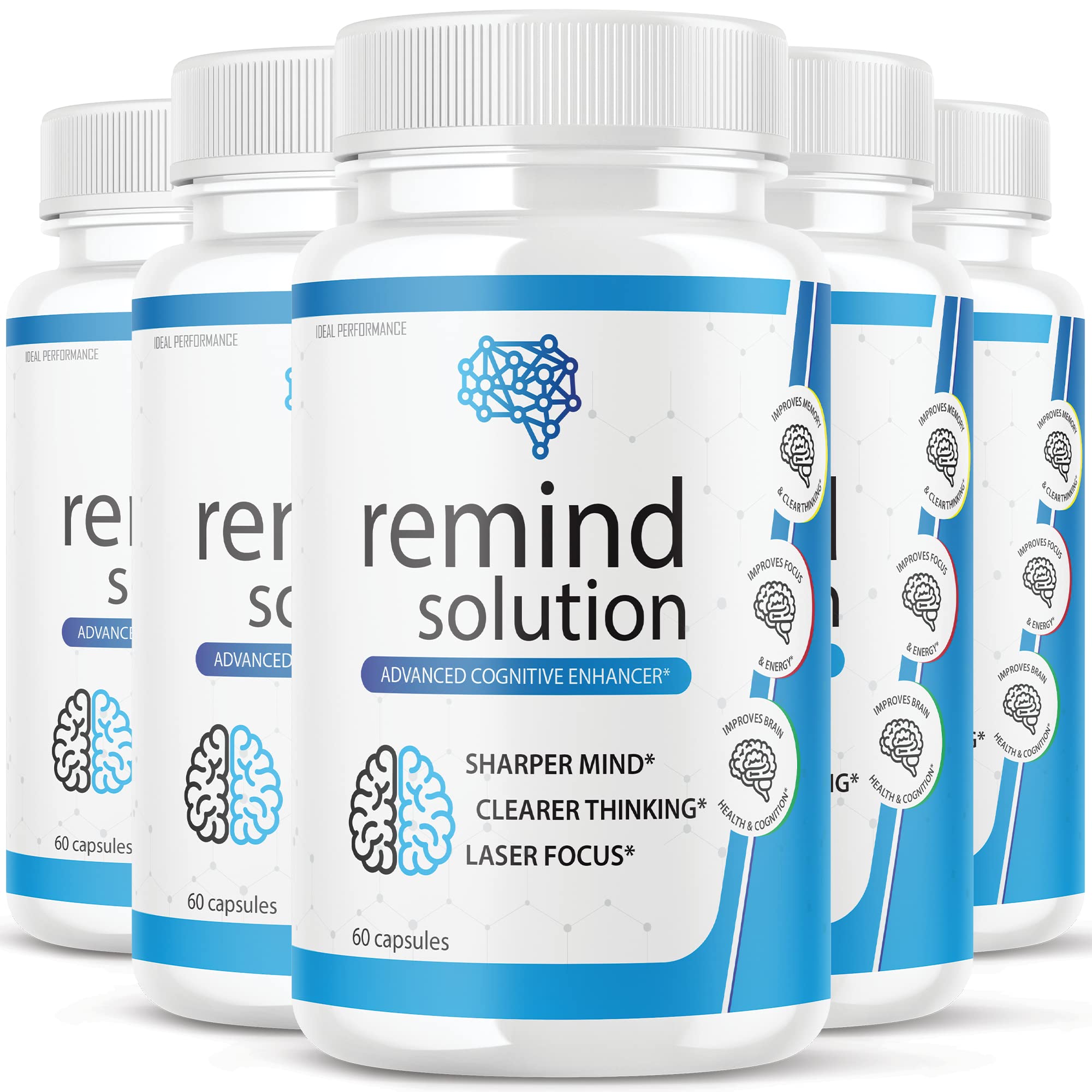 (5 Pack) Memory & Focus Supplement - Advanced Cognitive Brain Booster for Enhanced Concentration & Recall - 300 Capsules - Ideal for Students, Professionals & Seniors to Improve Mental Clarity