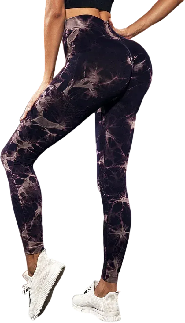 Tie Dye Yoga Pants for Women - High Waist Seamless Workout Leggings with Push Up Effect - Gym Running Fitness Tights - Perfect for Yoga, Pilates & Lounge Wear