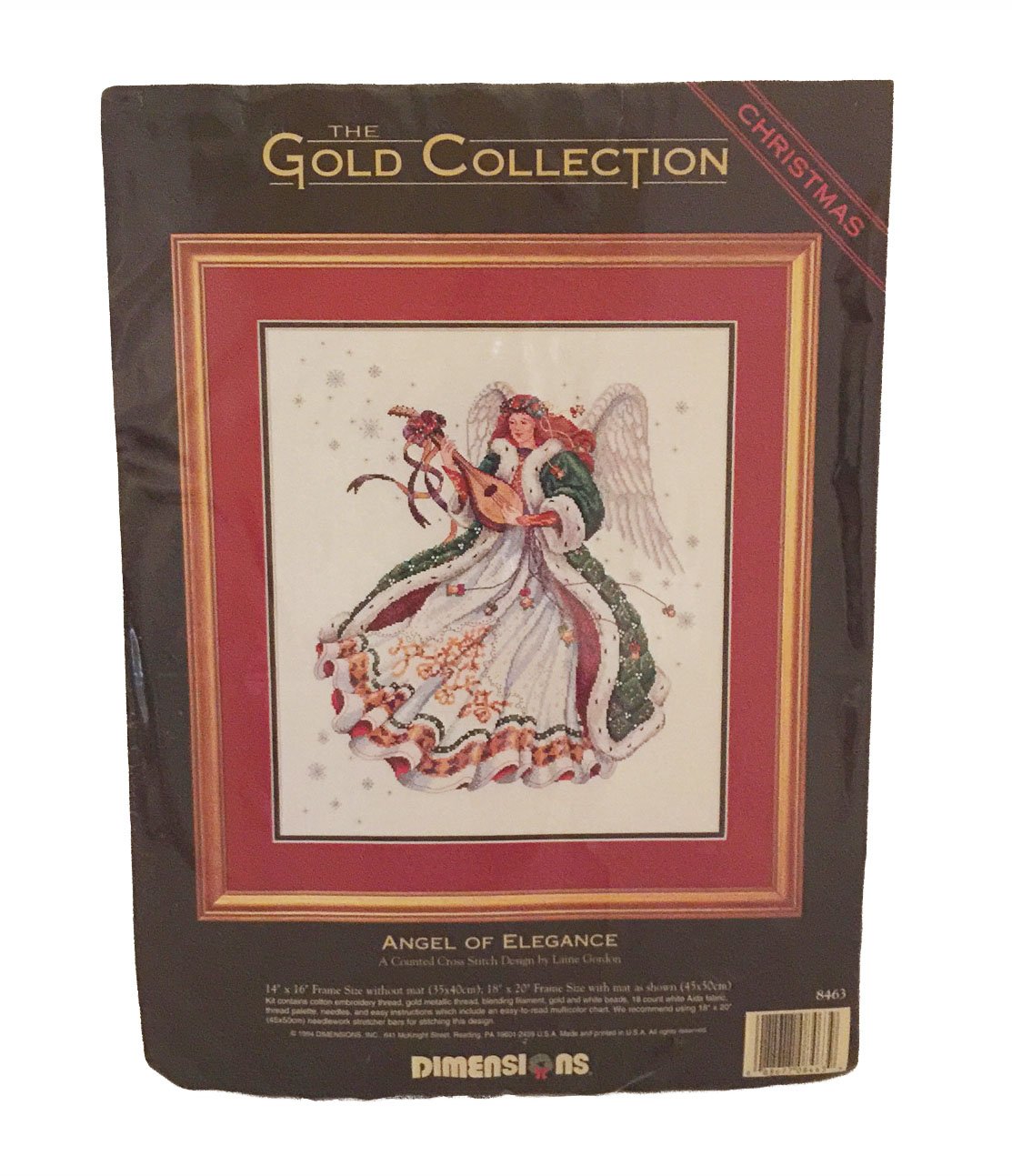 Elegant Christmas Angel Counted Cross Stitch Kit - Gold Collection - 14x16 Inch DIY Embroidery for Holiday Decor & Gift